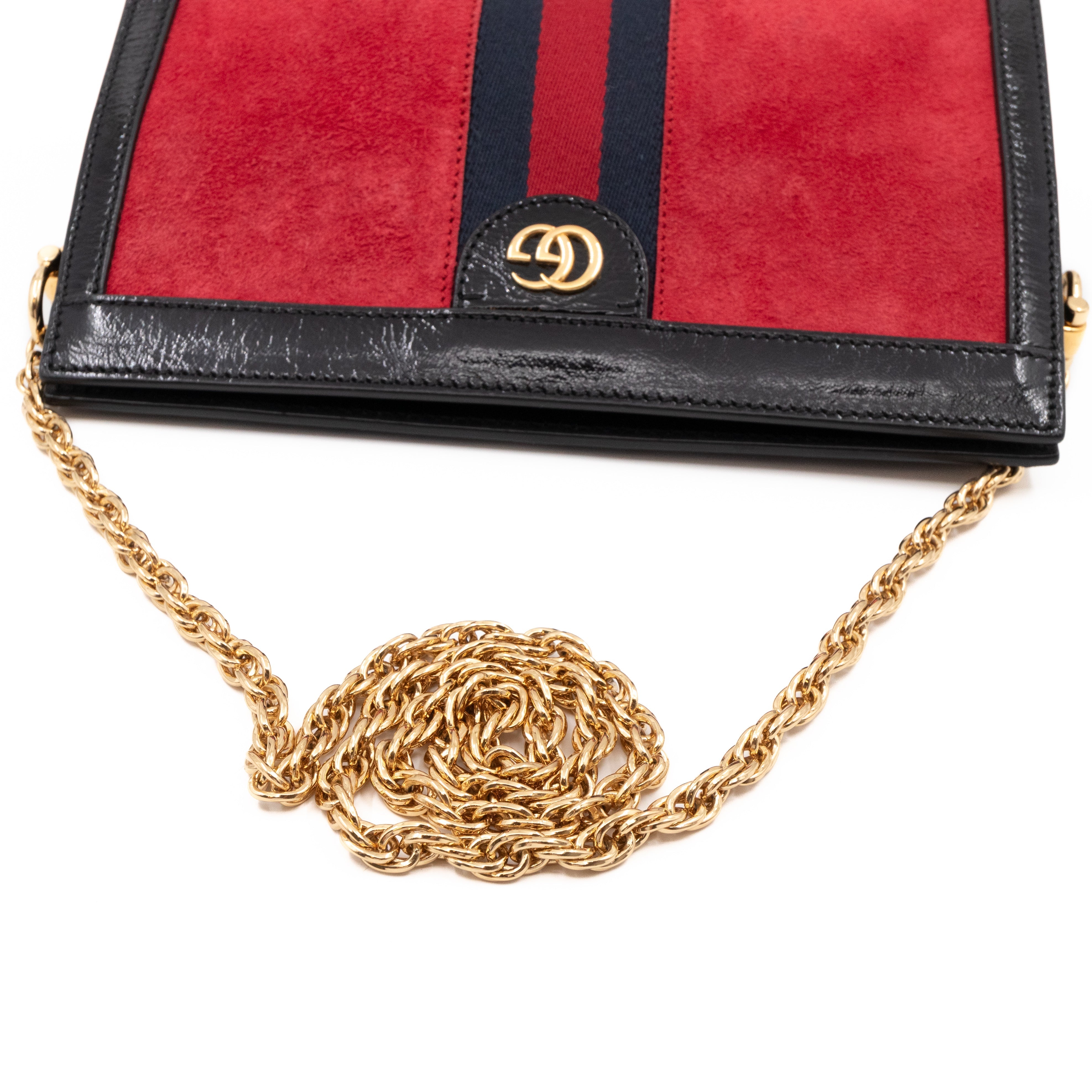 Ophidia GG Small Shoulder Bag Red Suede