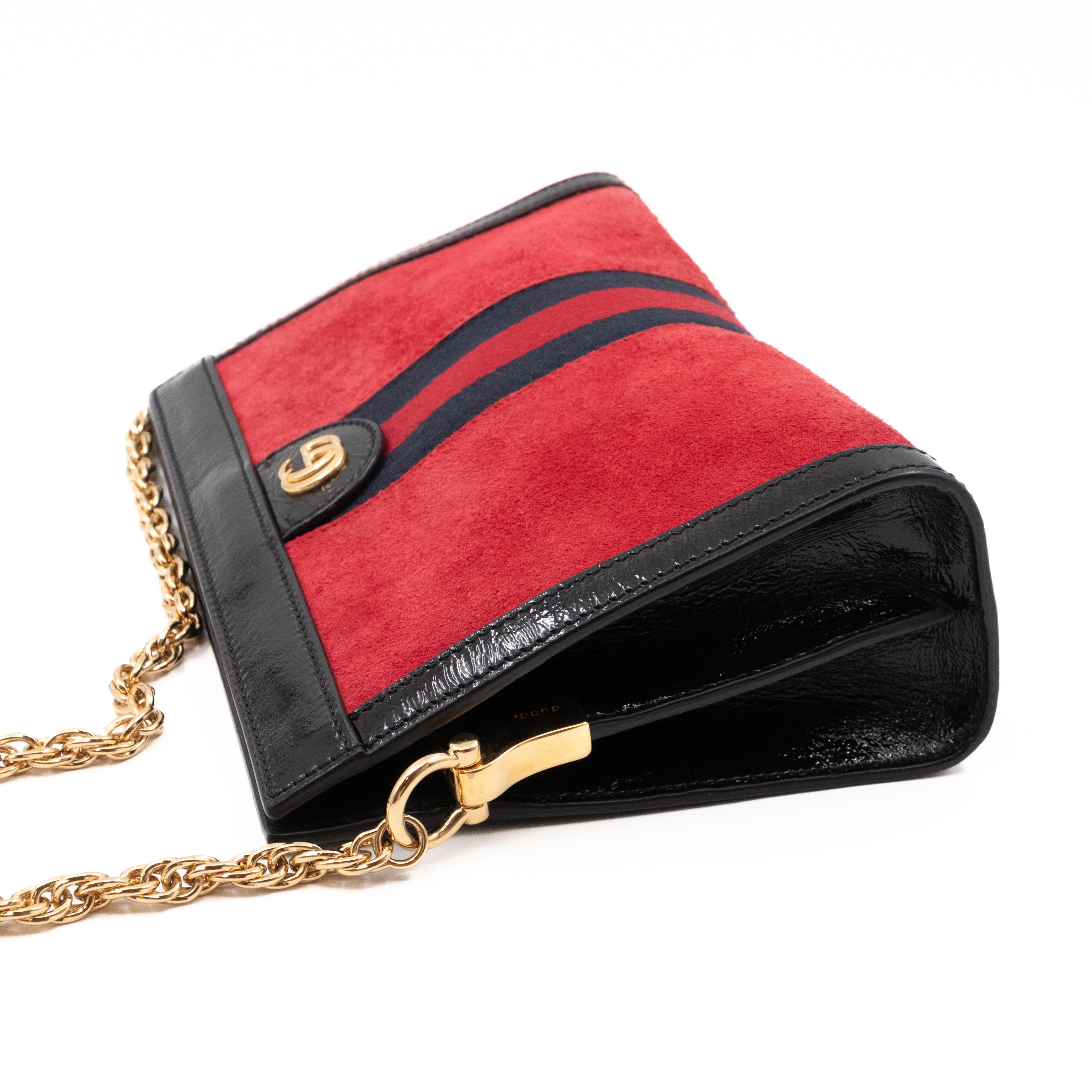 Ophidia GG Small Shoulder Bag Red Suede