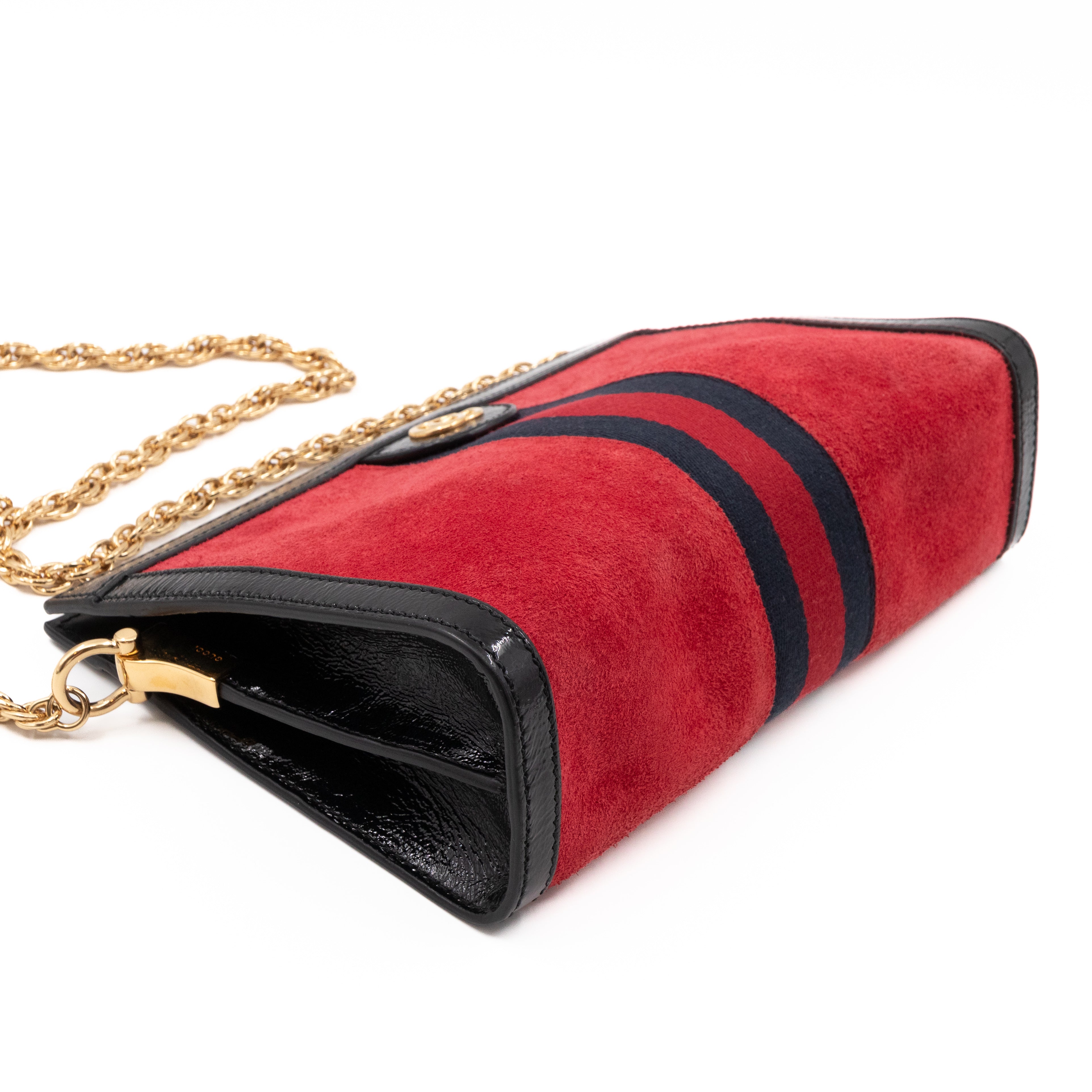 Ophidia GG Small Shoulder Bag Red Suede