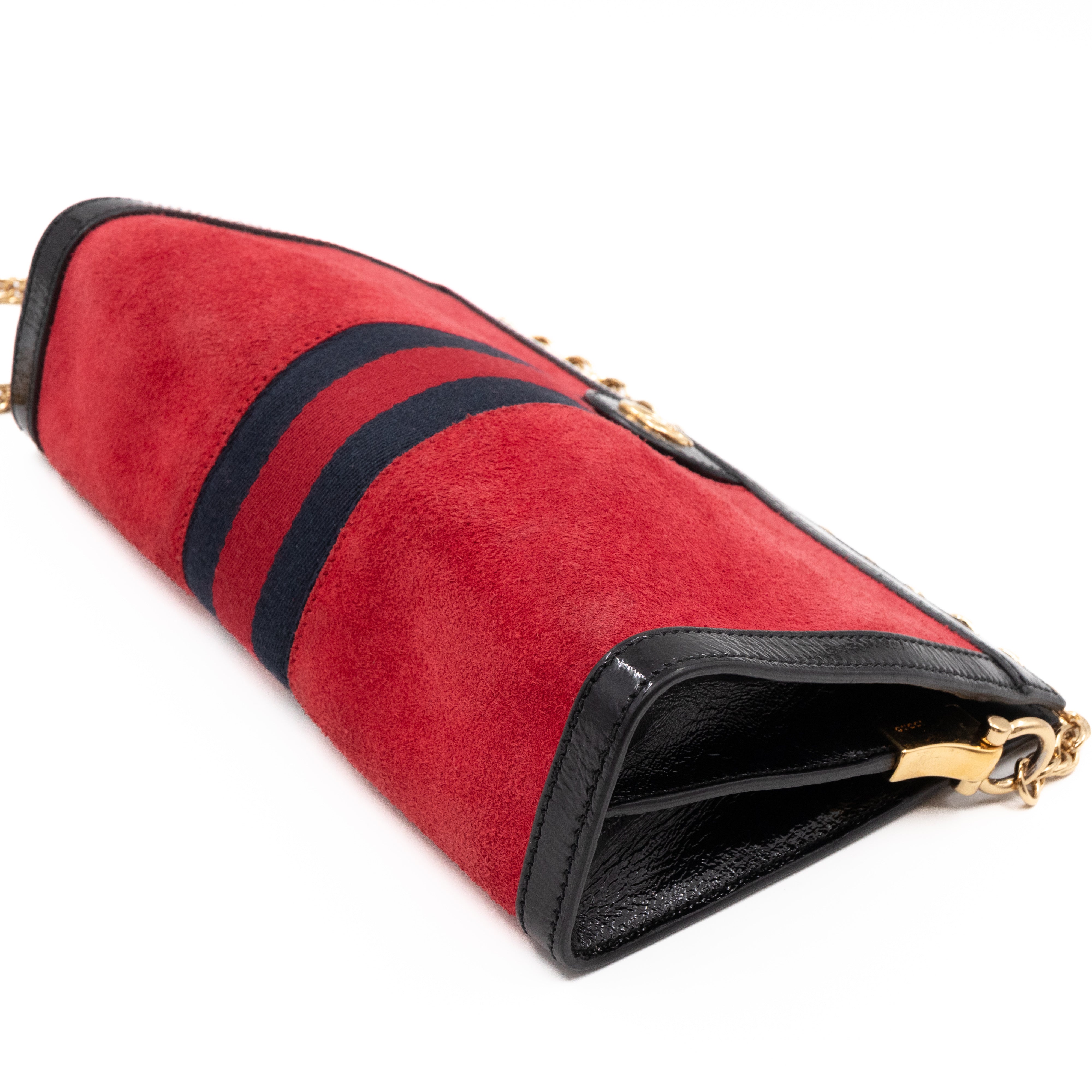Ophidia GG Small Shoulder Bag Red Suede