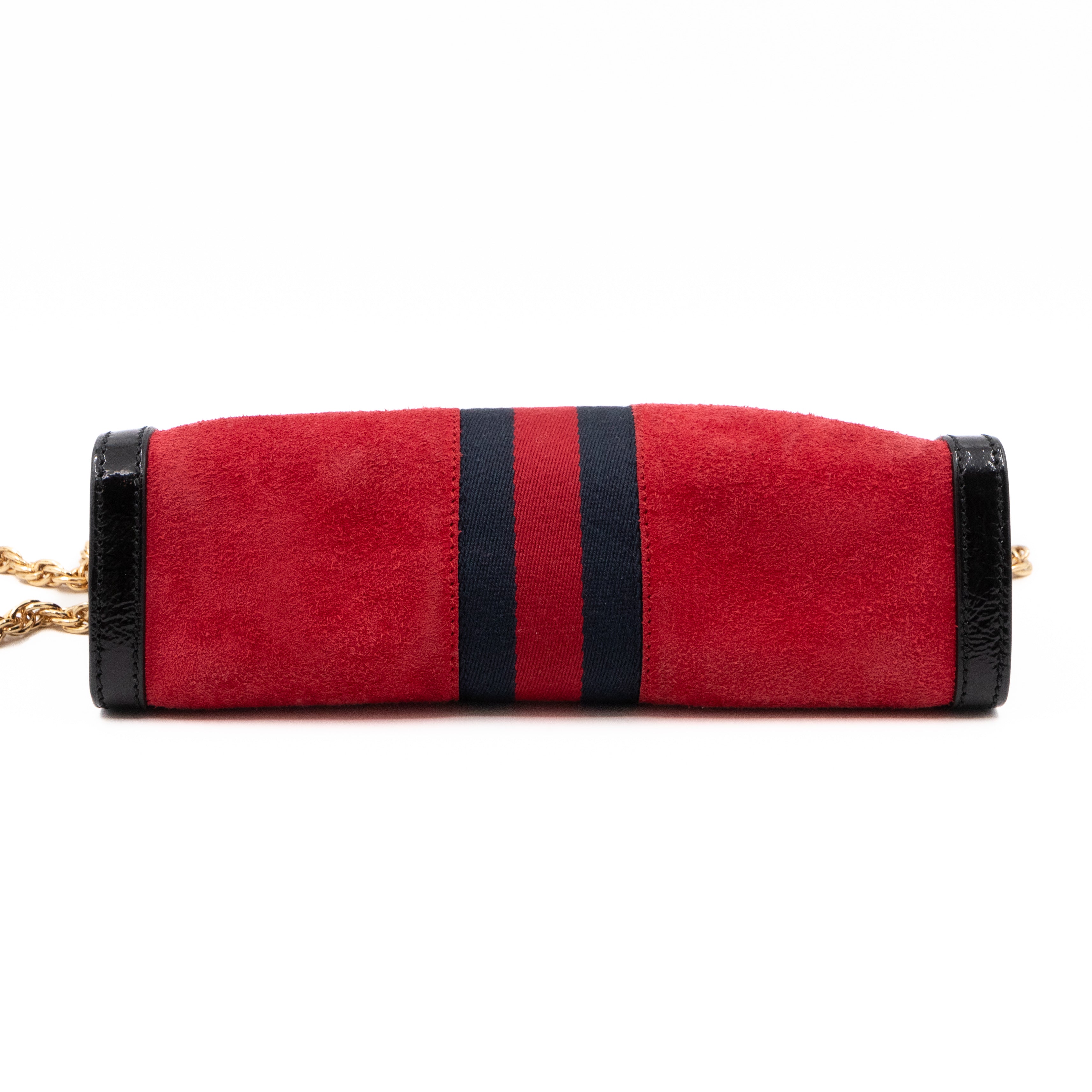 Ophidia GG Small Shoulder Bag Red Suede