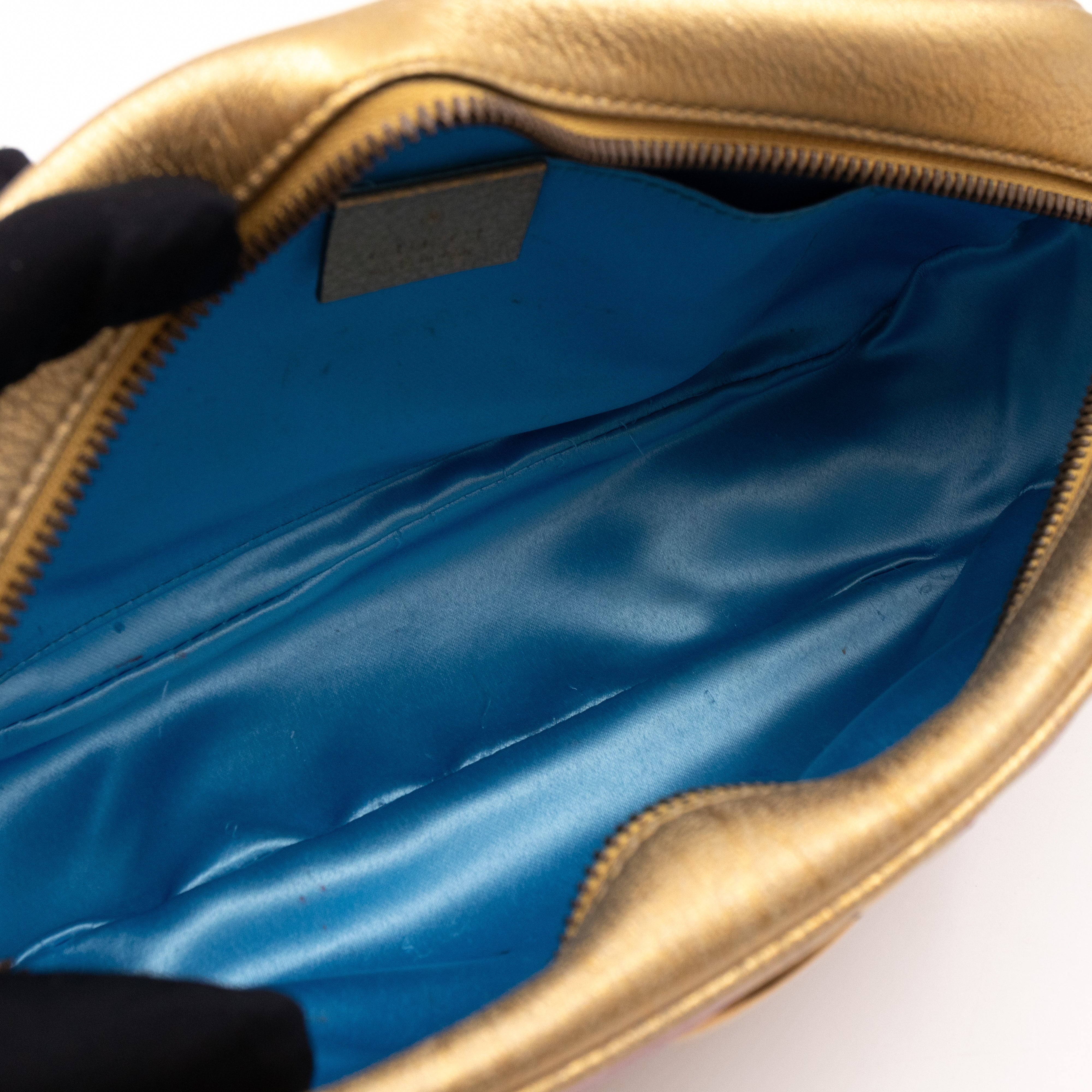 GG Marmont Matelassé Small Metallic Gold Leather