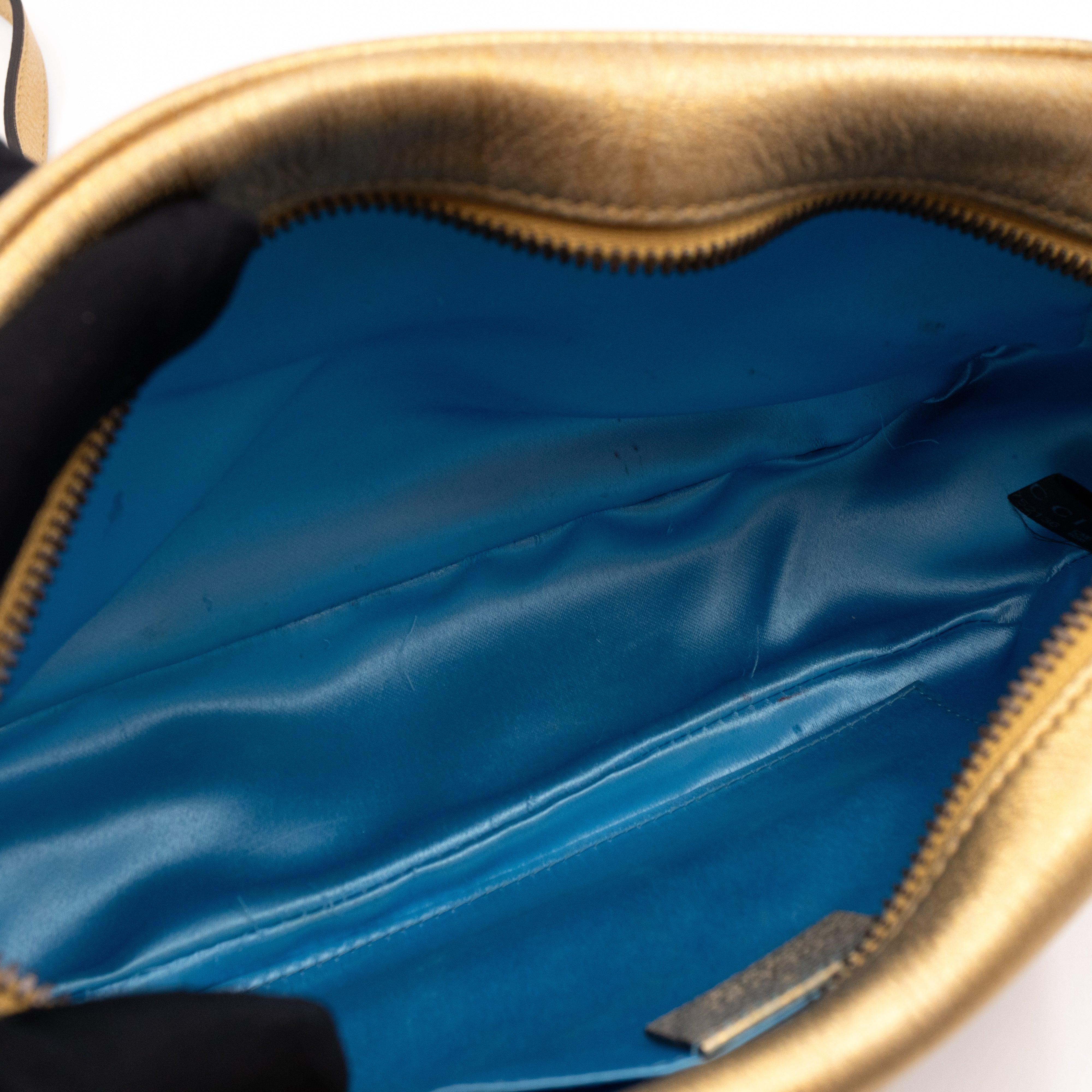 GG Marmont Matelassé Small Metallic Gold Leather