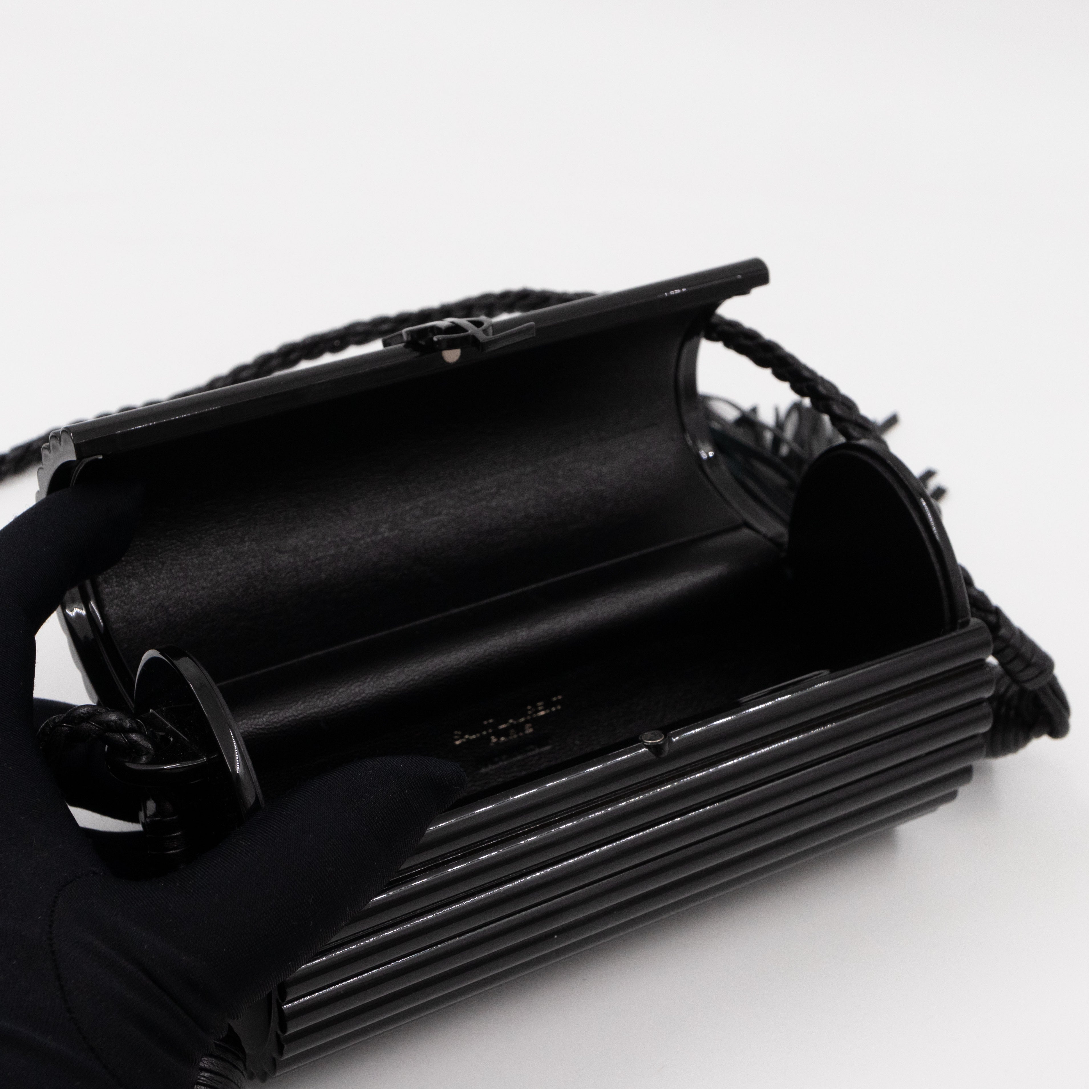 Opium Plexiglass Tassel Minaudiere Black