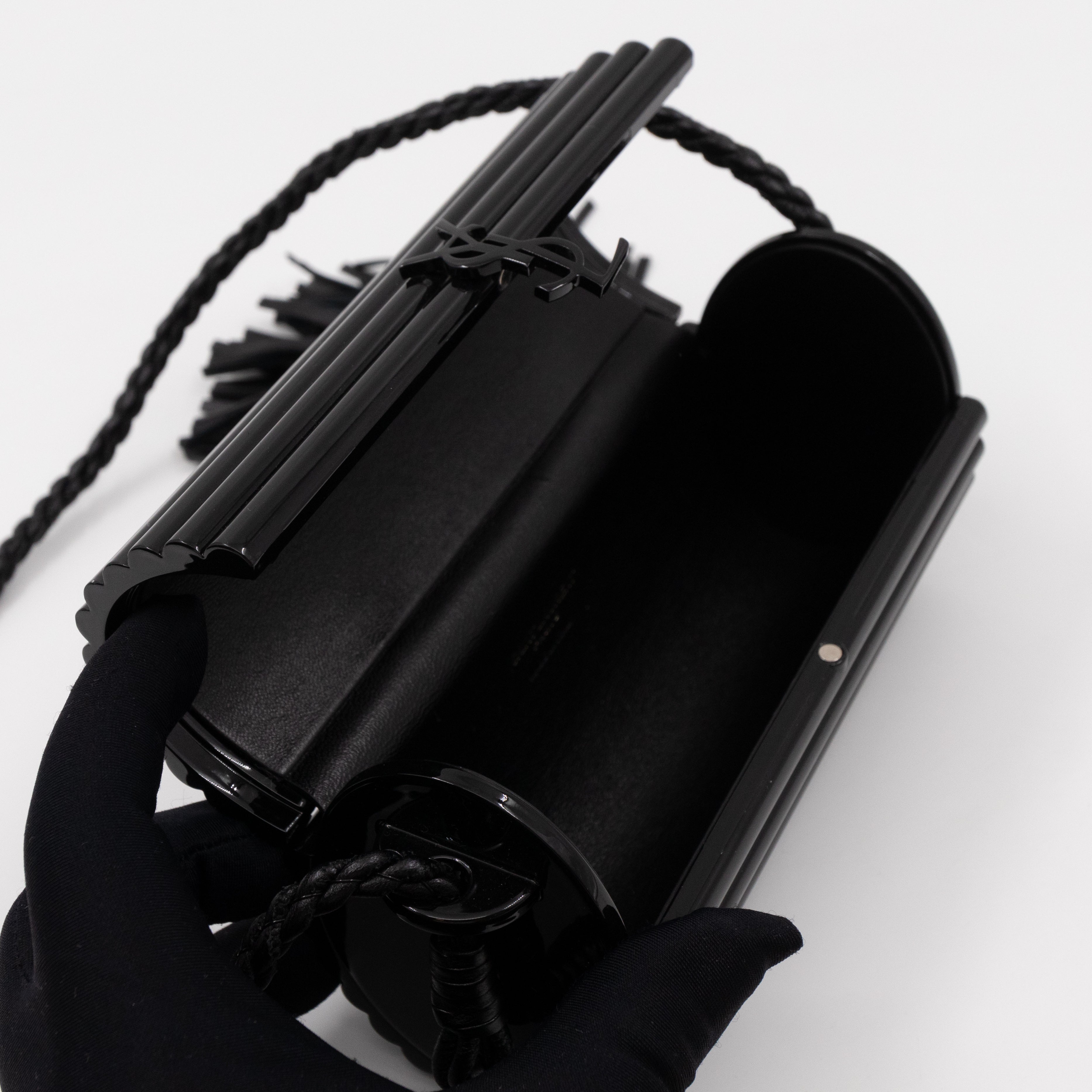 Opium Plexiglass Tassel Minaudiere Black