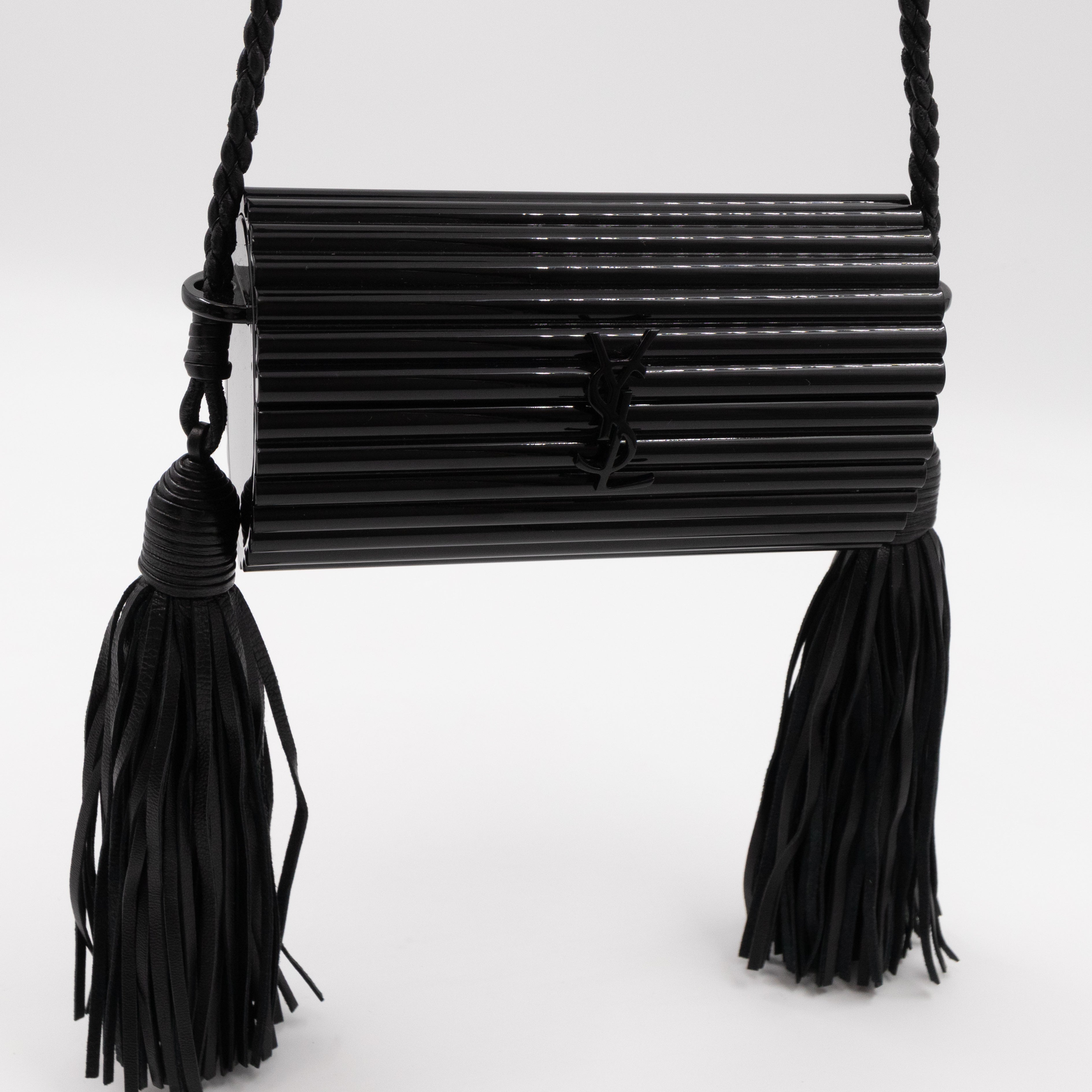 Opium Plexiglass Tassel Minaudiere Black