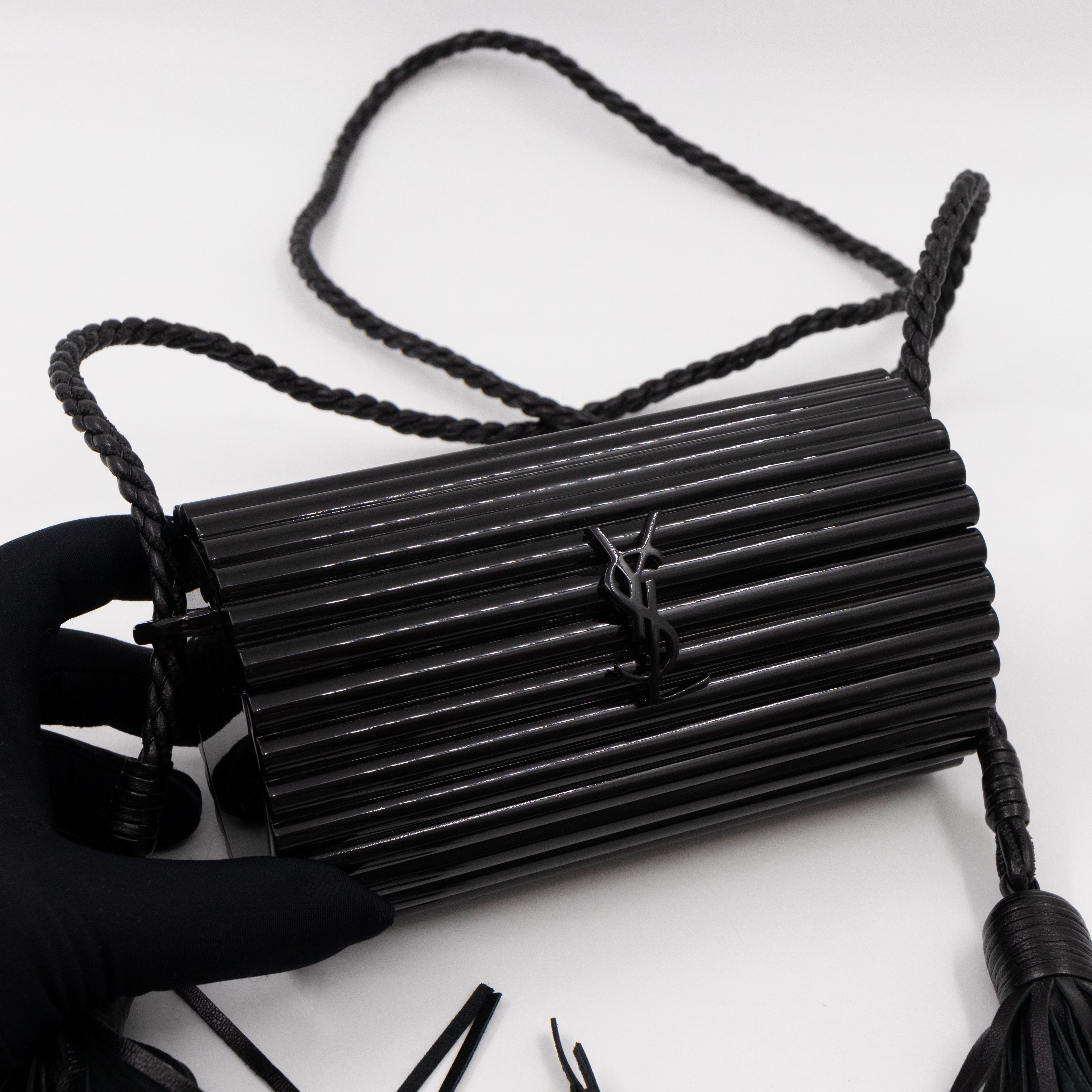 Opium Plexiglass Tassel Minaudiere Black