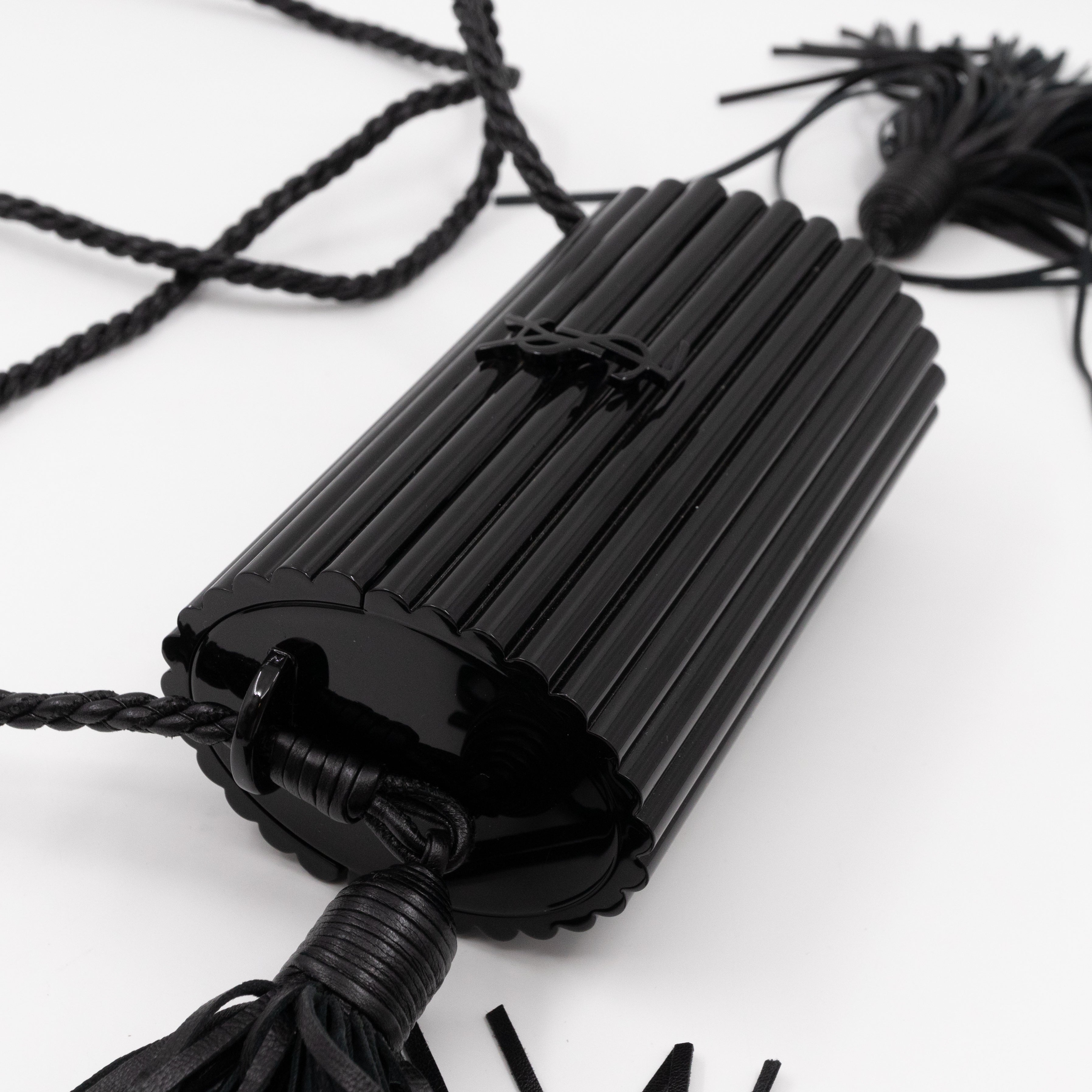 Opium Plexiglass Tassel Minaudiere Black