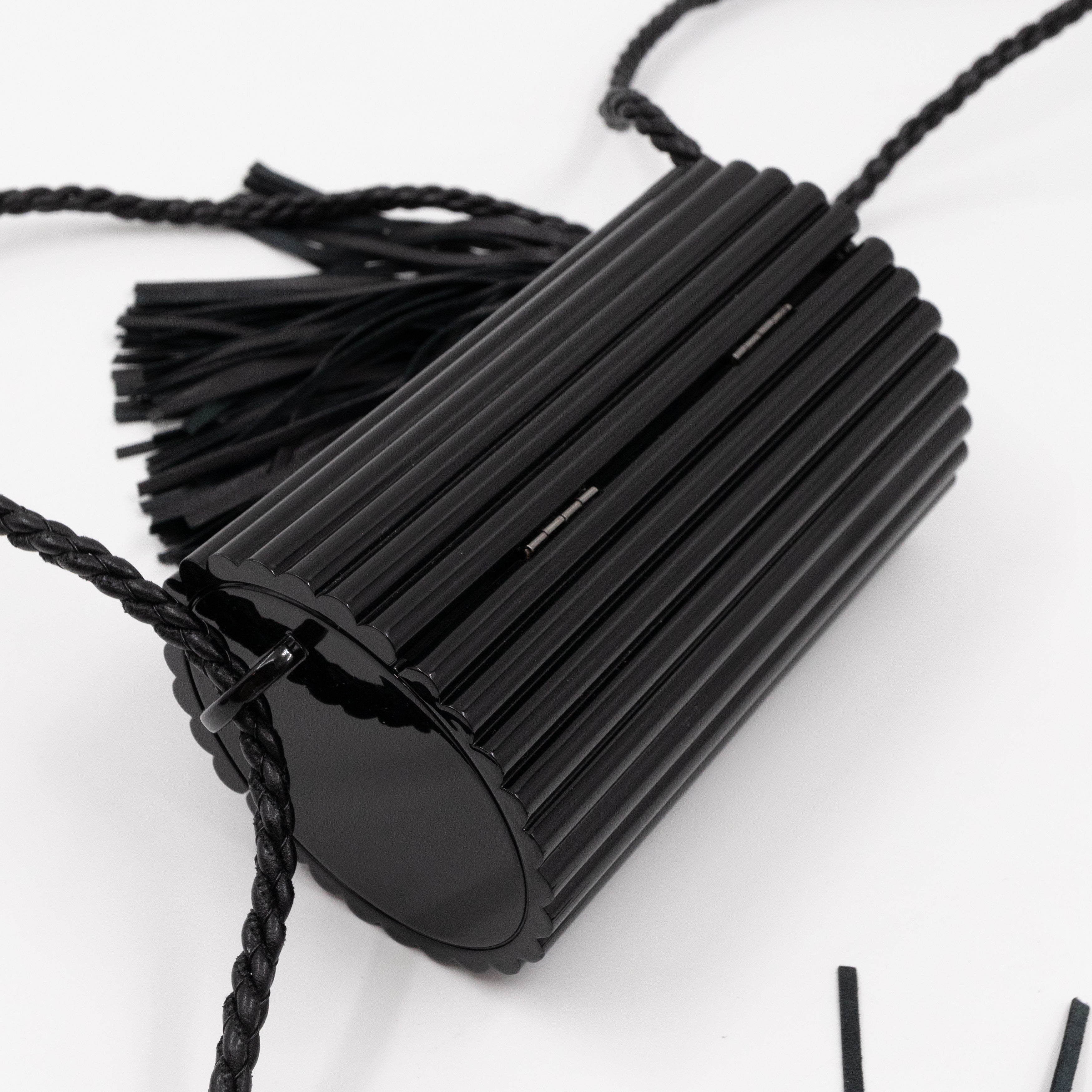 Opium Plexiglass Tassel Minaudiere Black