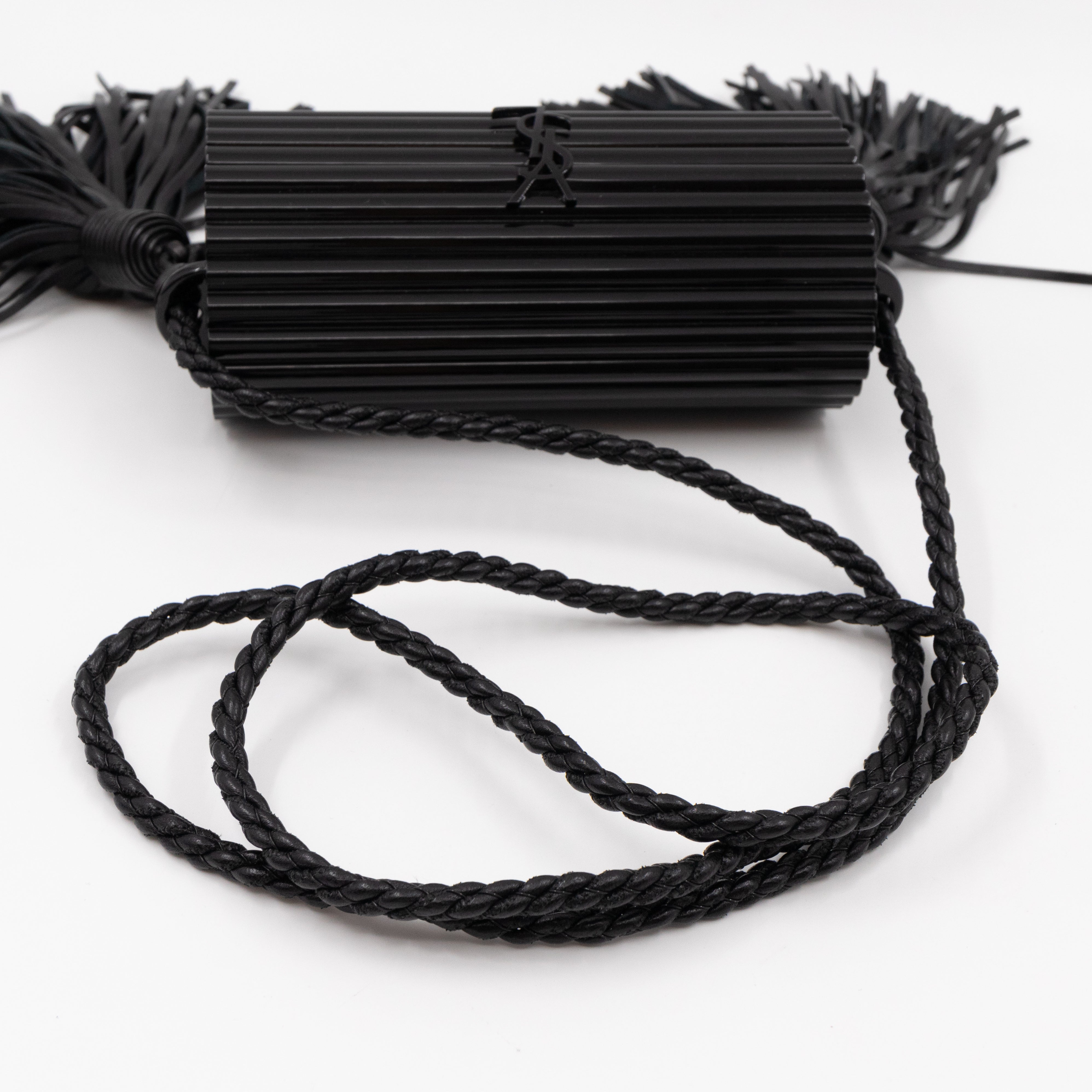 Opium Plexiglass Tassel Minaudiere Black