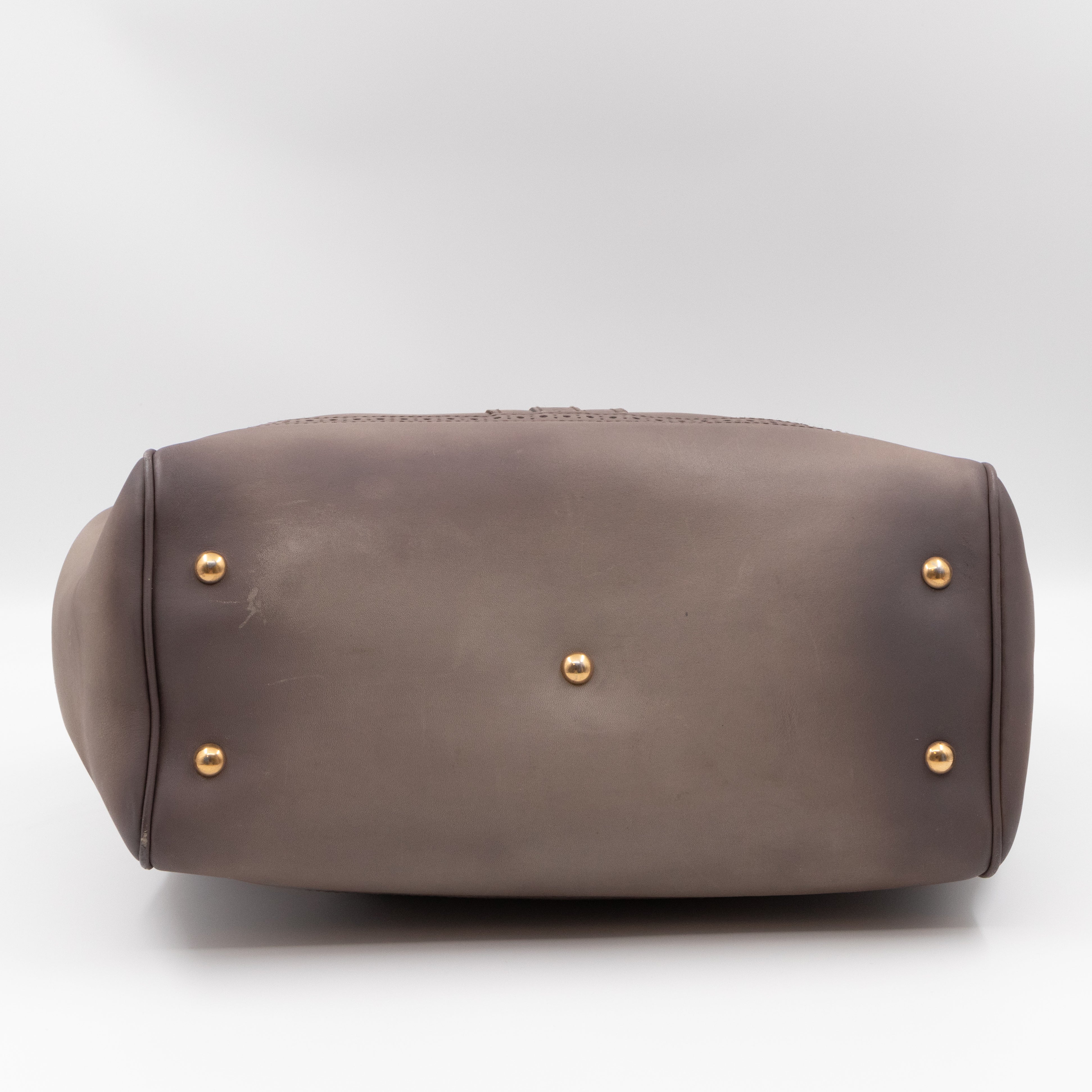 Duilio Brogue Handbag Grey Aged Leather