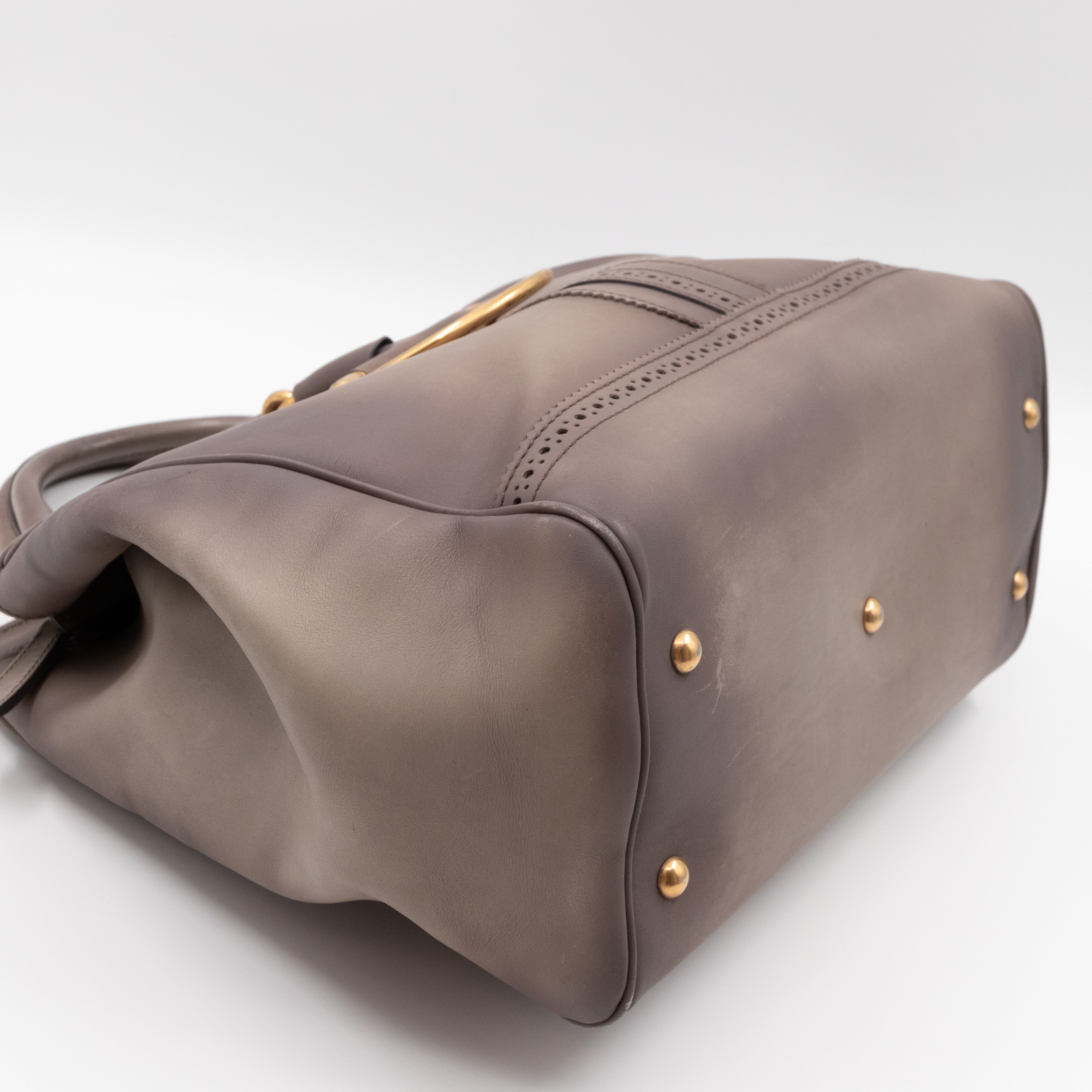 Duilio Brogue Handbag Grey Aged Leather