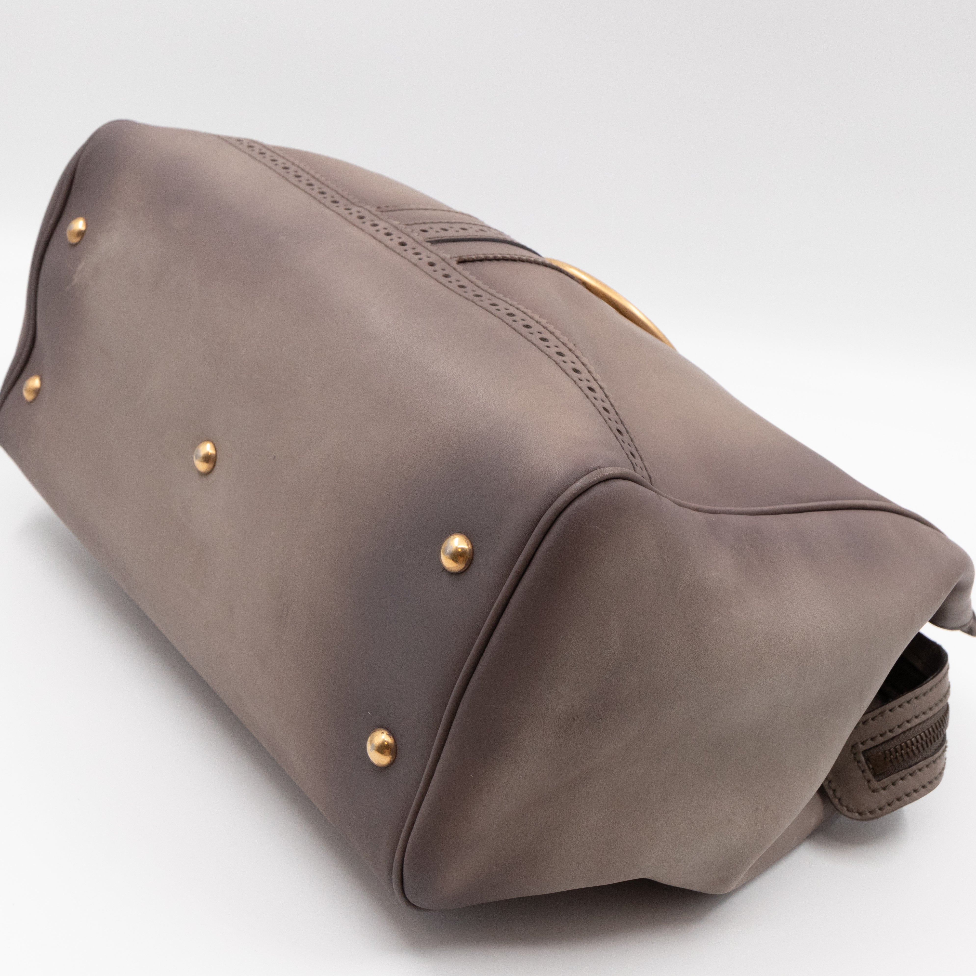 Duilio Brogue Handbag Grey Aged Leather