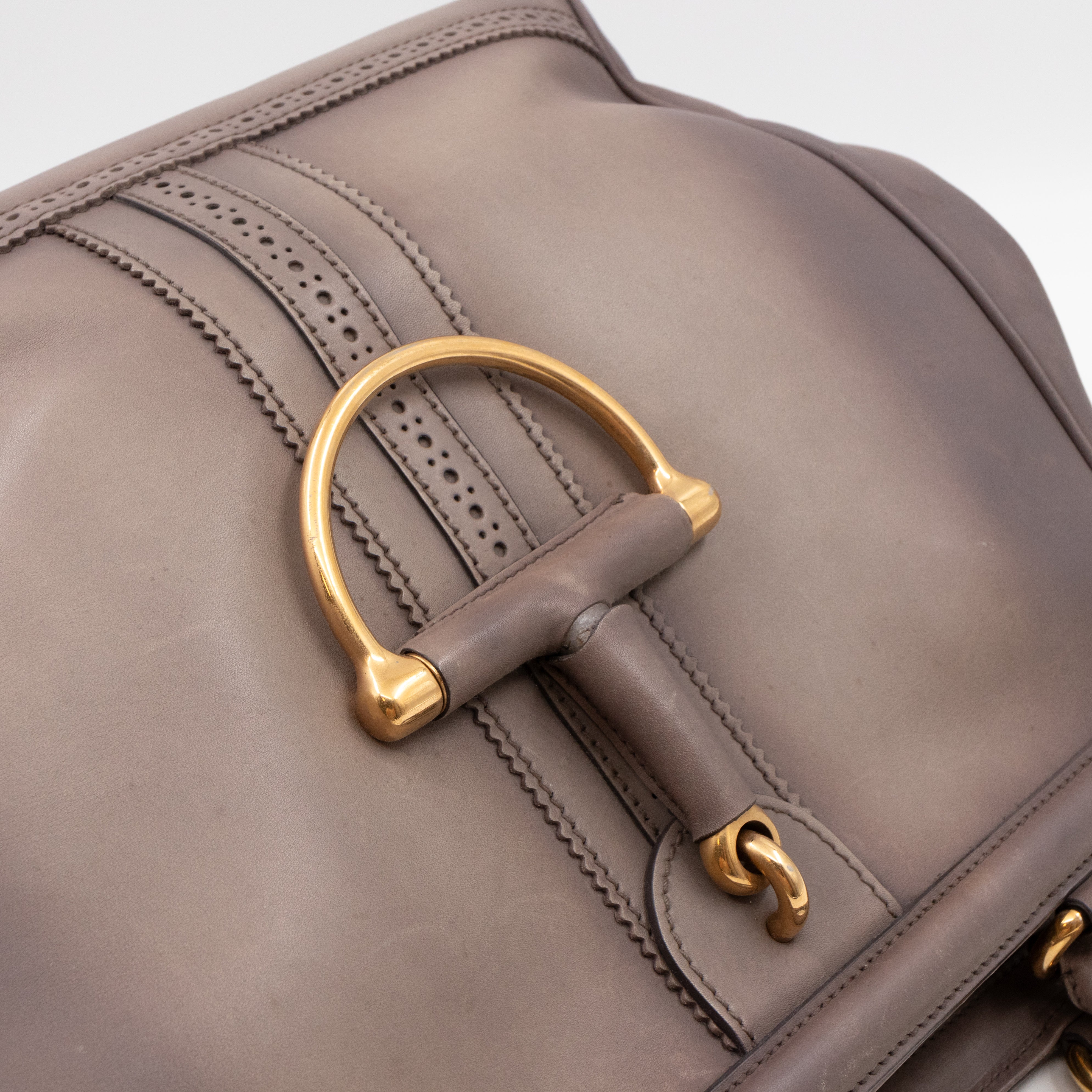 Duilio Brogue Handbag Grey Aged Leather