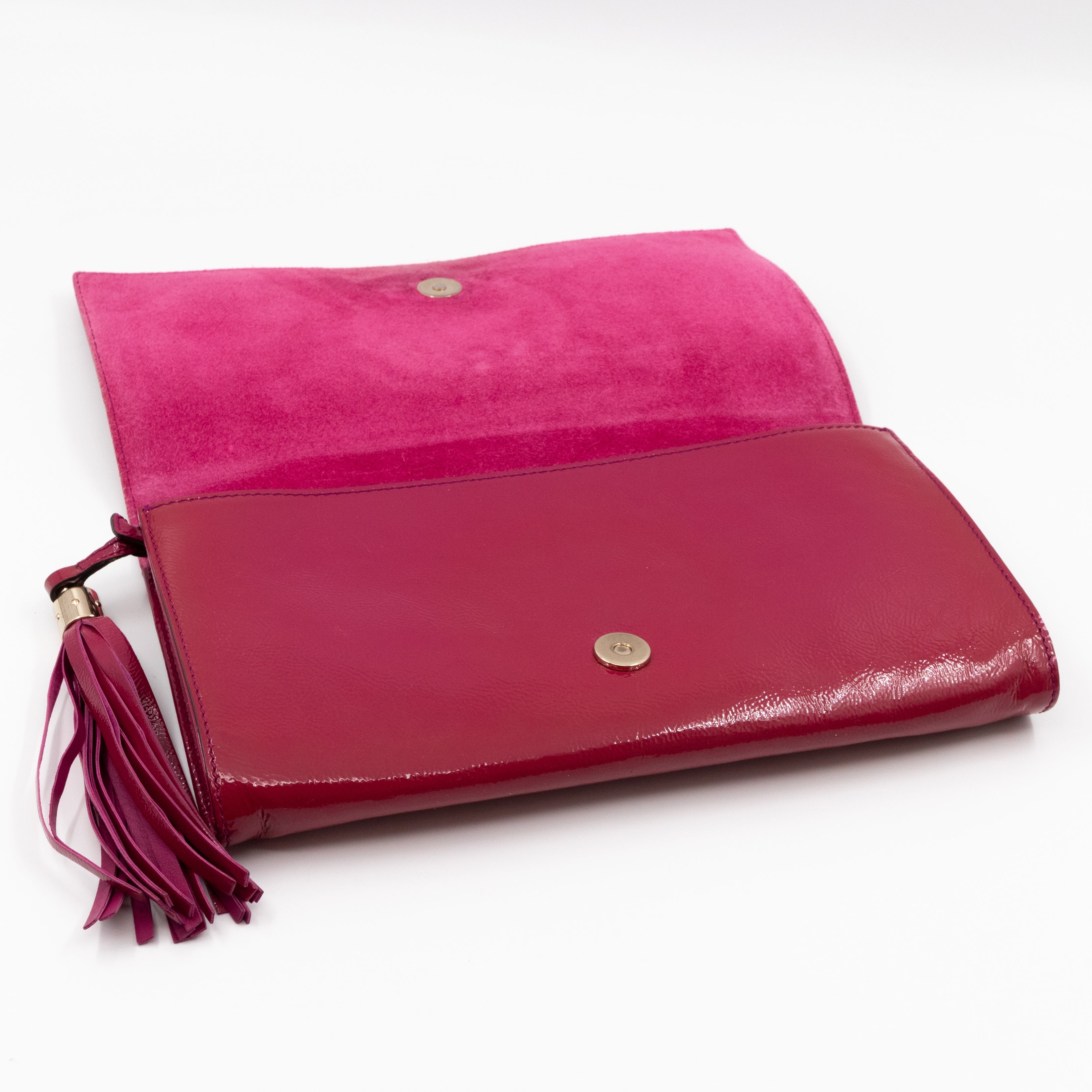 Soho Clutch Tassel Patent Leather Fuchsia