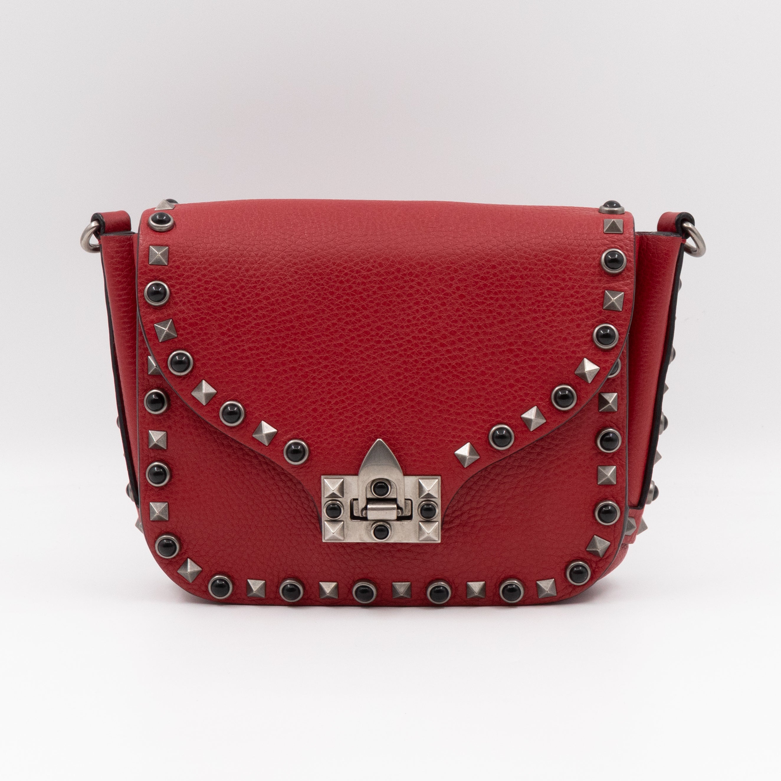 Rockstud Flap Bag Guitar Strap Red Leather