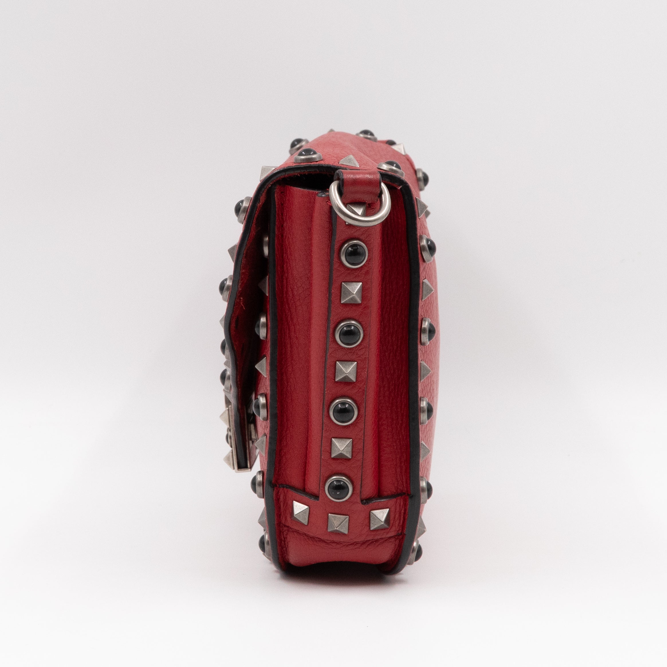 Rockstud Flap Bag Guitar Strap Red Leather