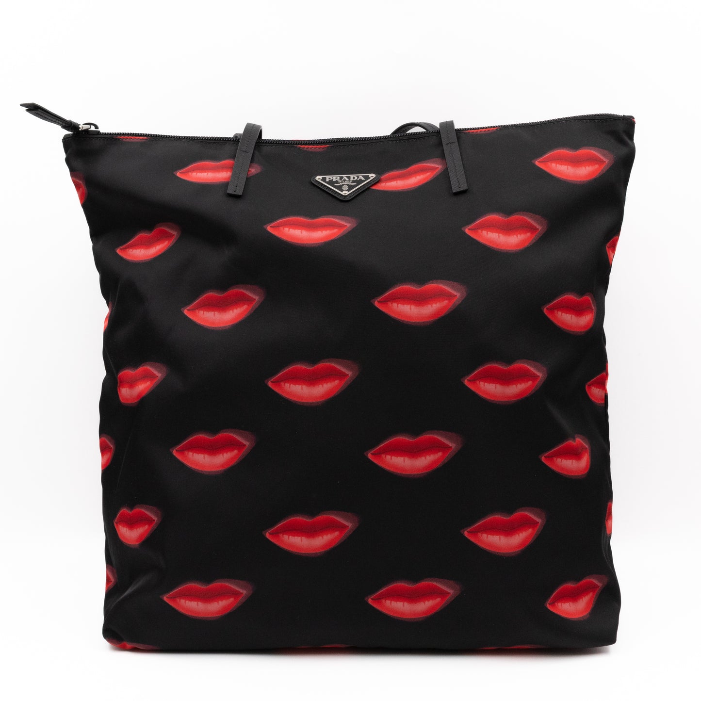 Tessuto Nylon Shopping Tote Stampato Lips