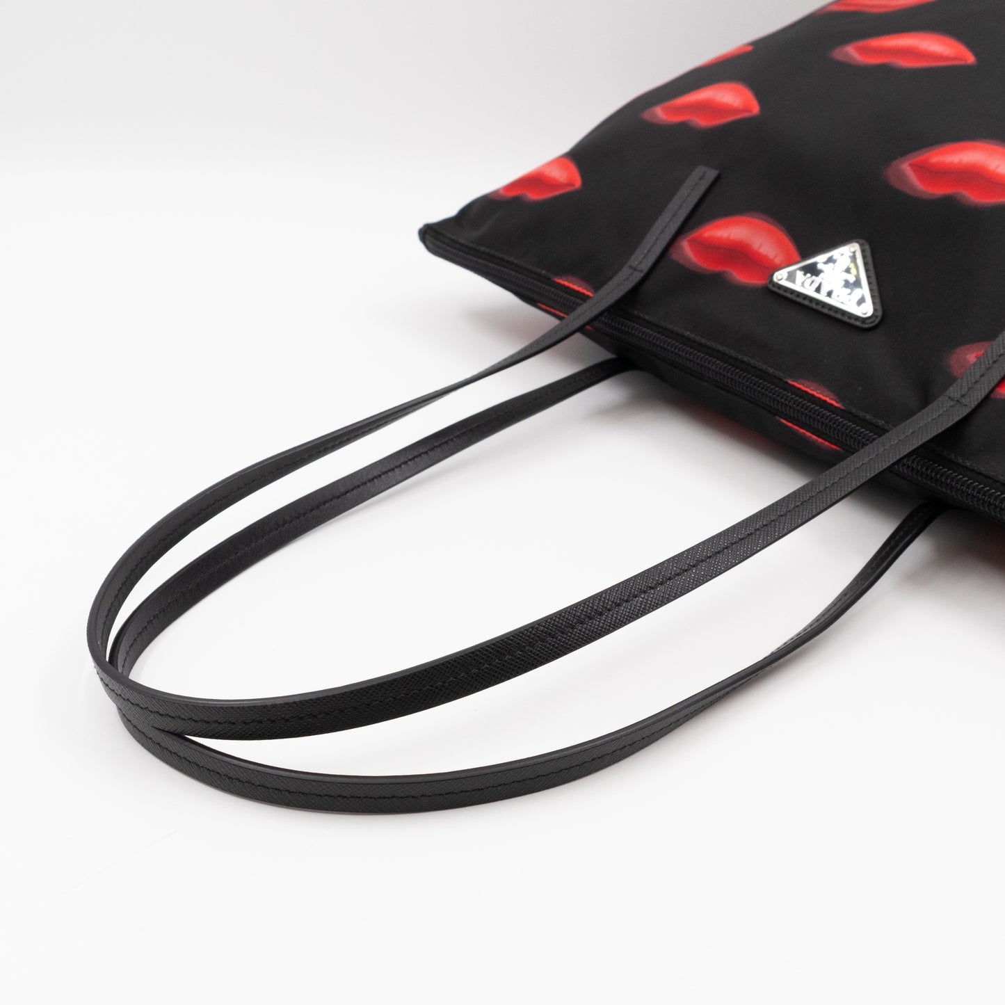 Tessuto Nylon Shopping Tote Stampato Lips