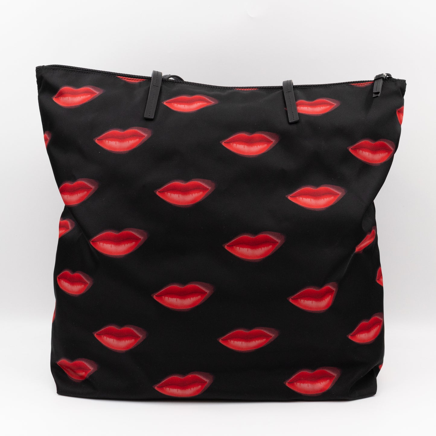 Tessuto Nylon Shopping Tote Stampato Lips