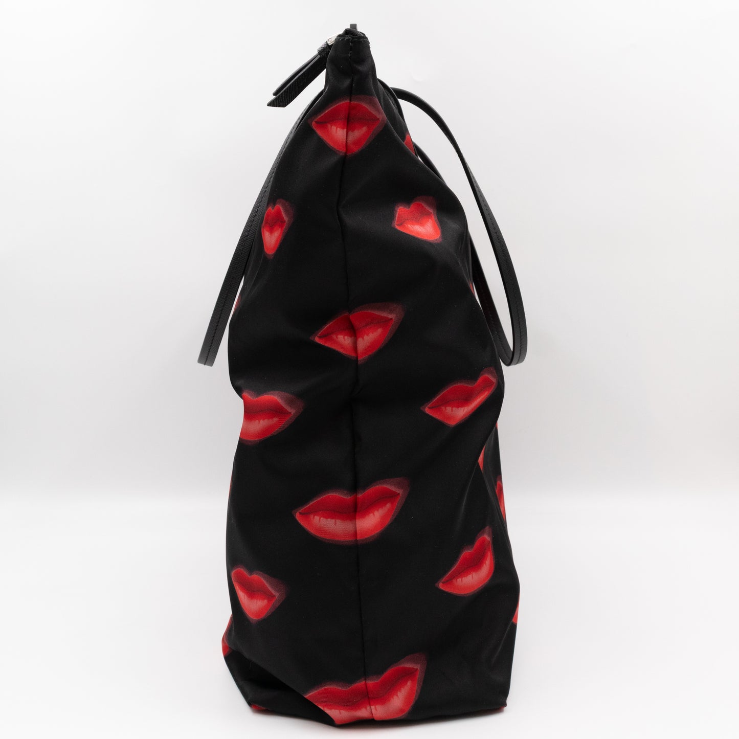 Tessuto Nylon Shopping Tote Stampato Lips