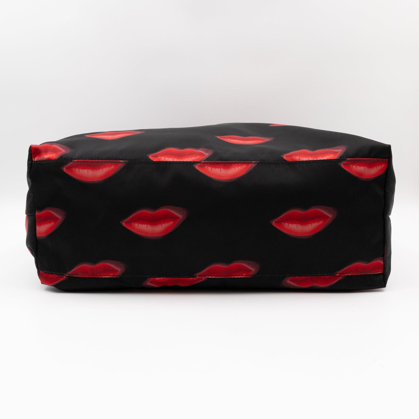 Tessuto Nylon Shopping Tote Stampato Lips