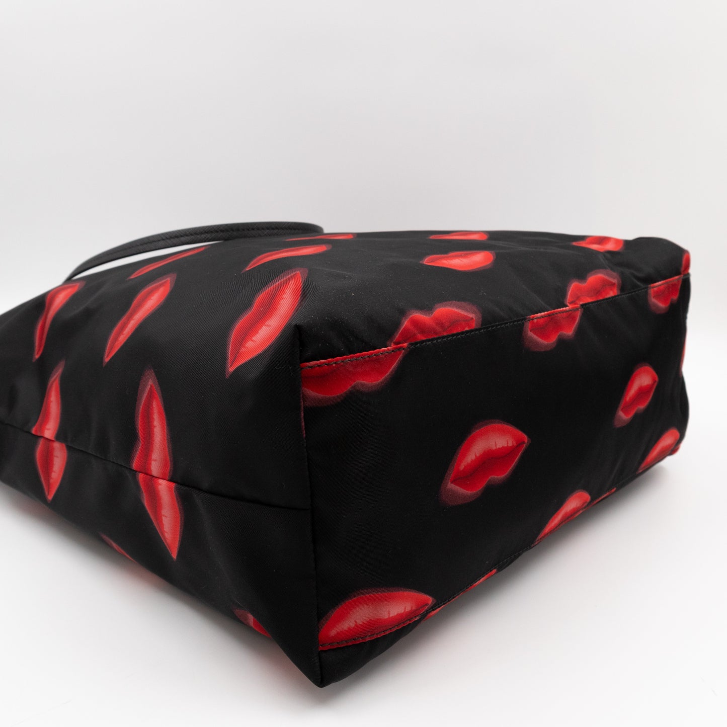 Tessuto Nylon Shopping Tote Stampato Lips