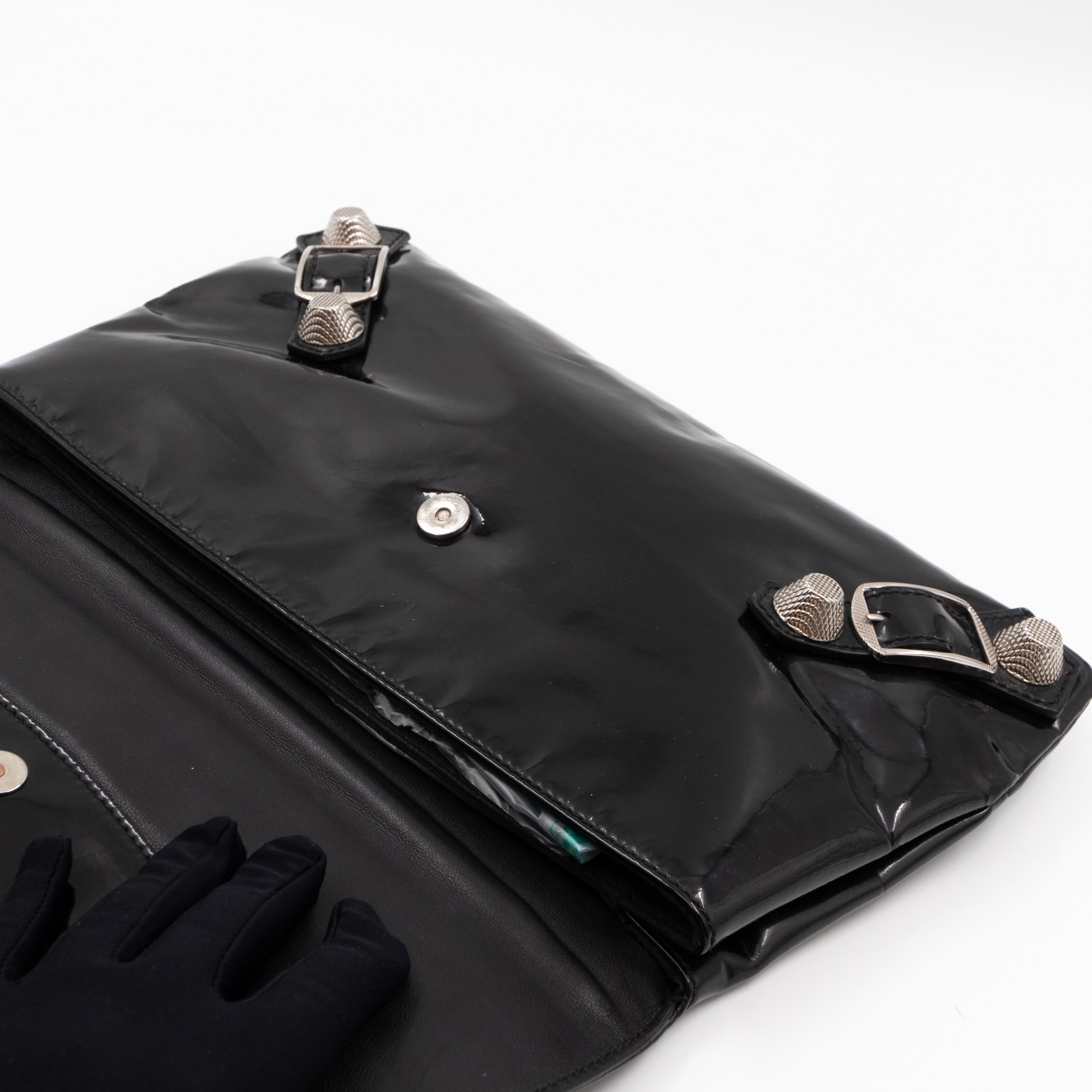 Giant 12 Fold Over Clutch Black Patent Leather