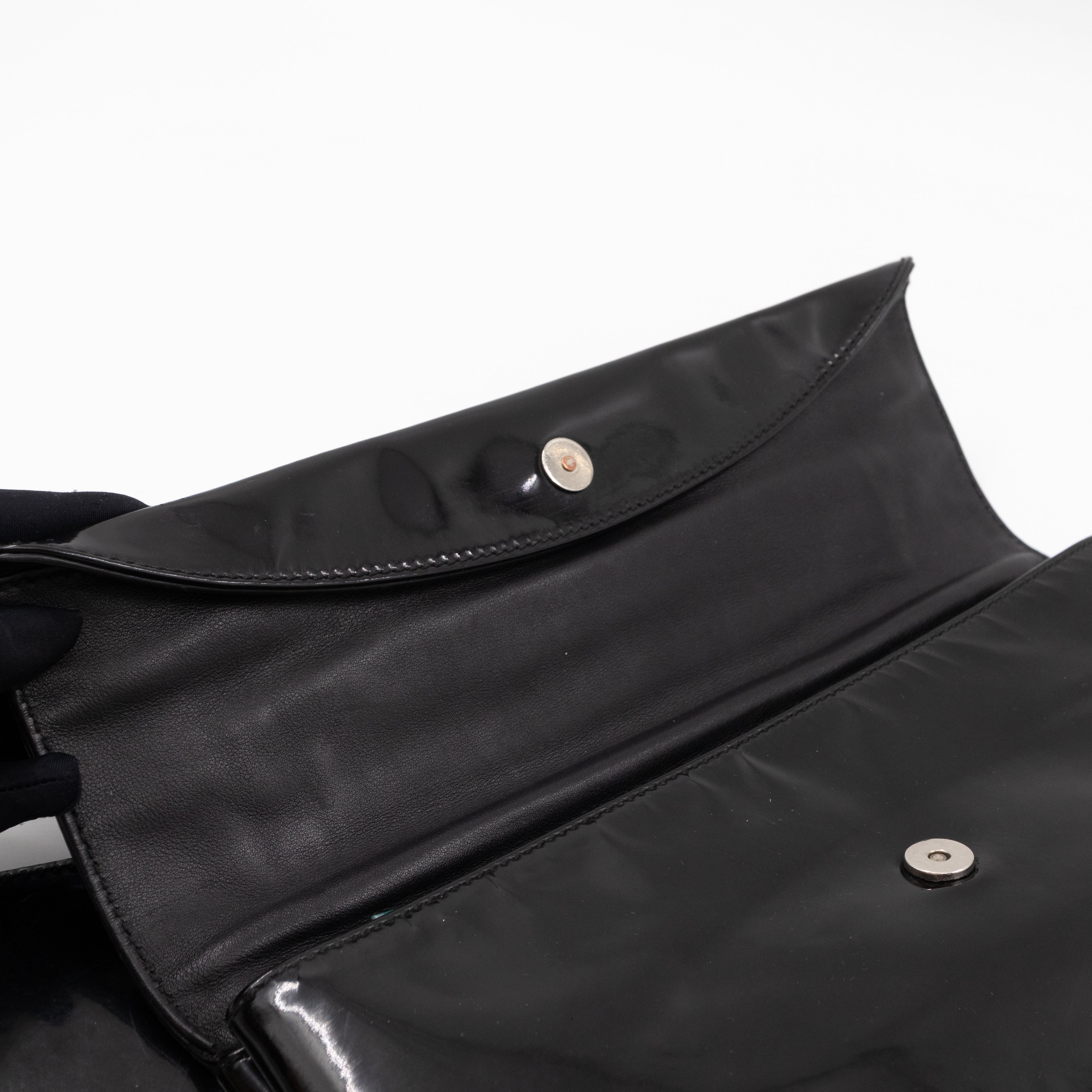 Giant 12 Fold Over Clutch Black Patent Leather