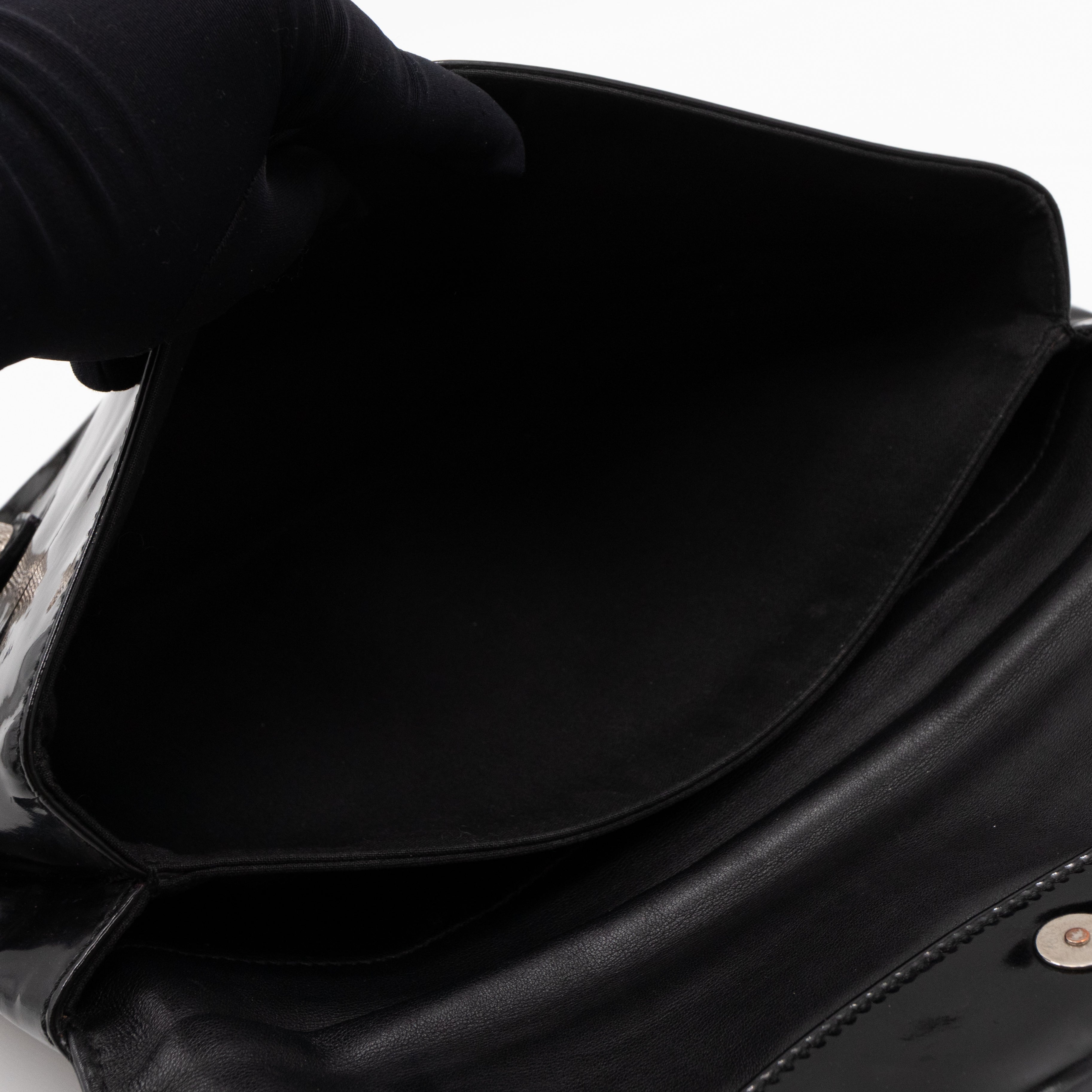 Giant 12 Fold Over Clutch Black Patent Leather