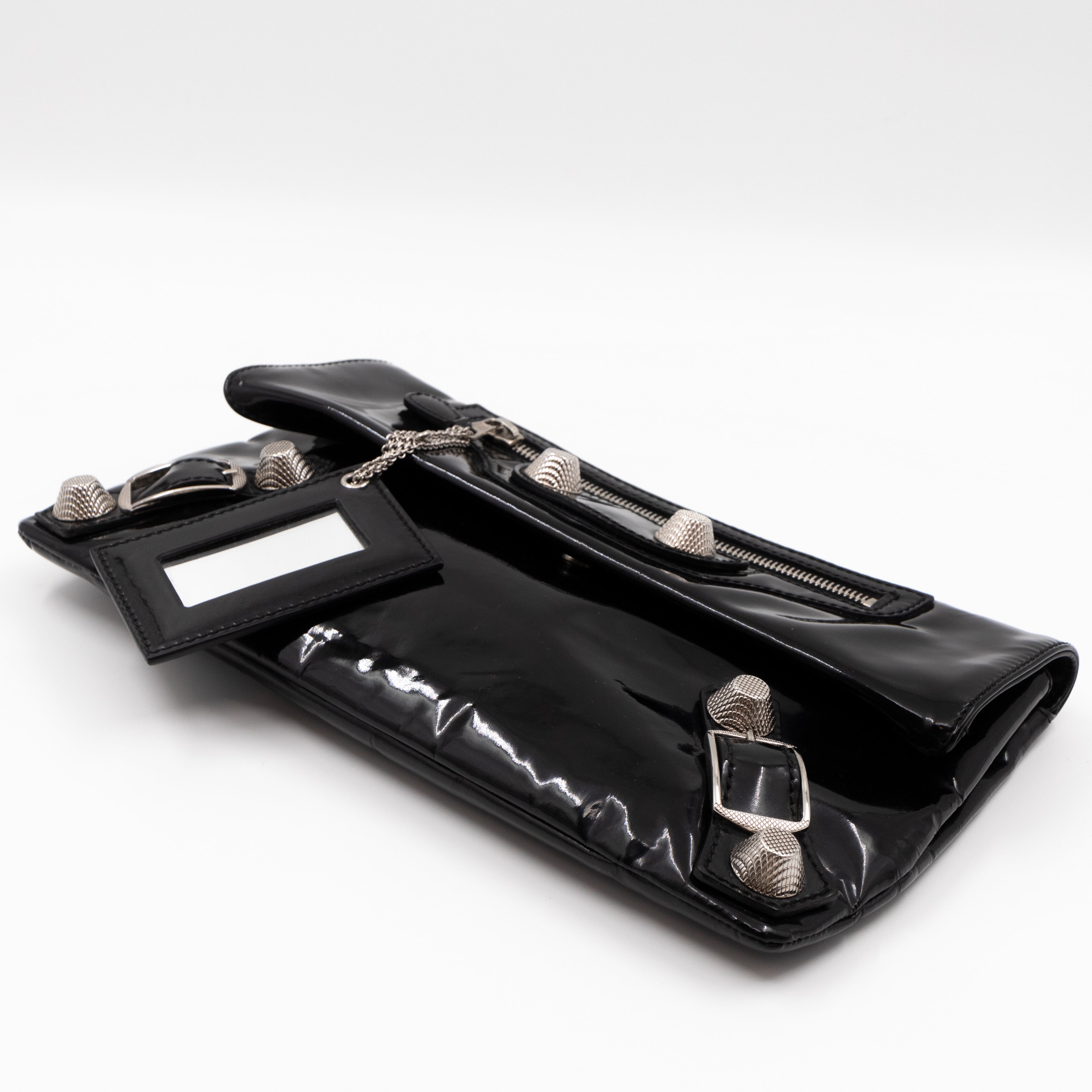 Giant 12 Fold Over Clutch Black Patent Leather