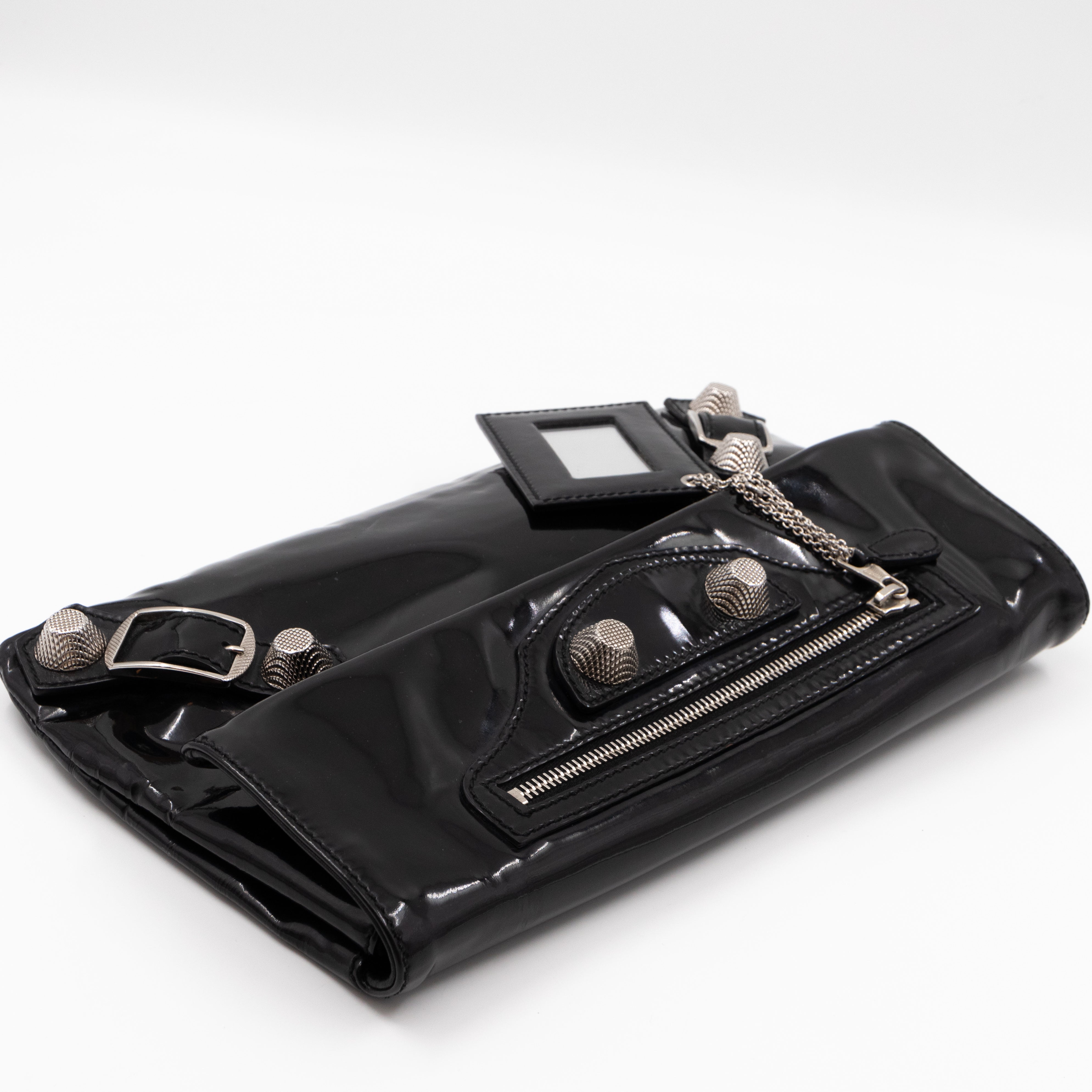 Giant 12 Fold Over Clutch Black Patent Leather