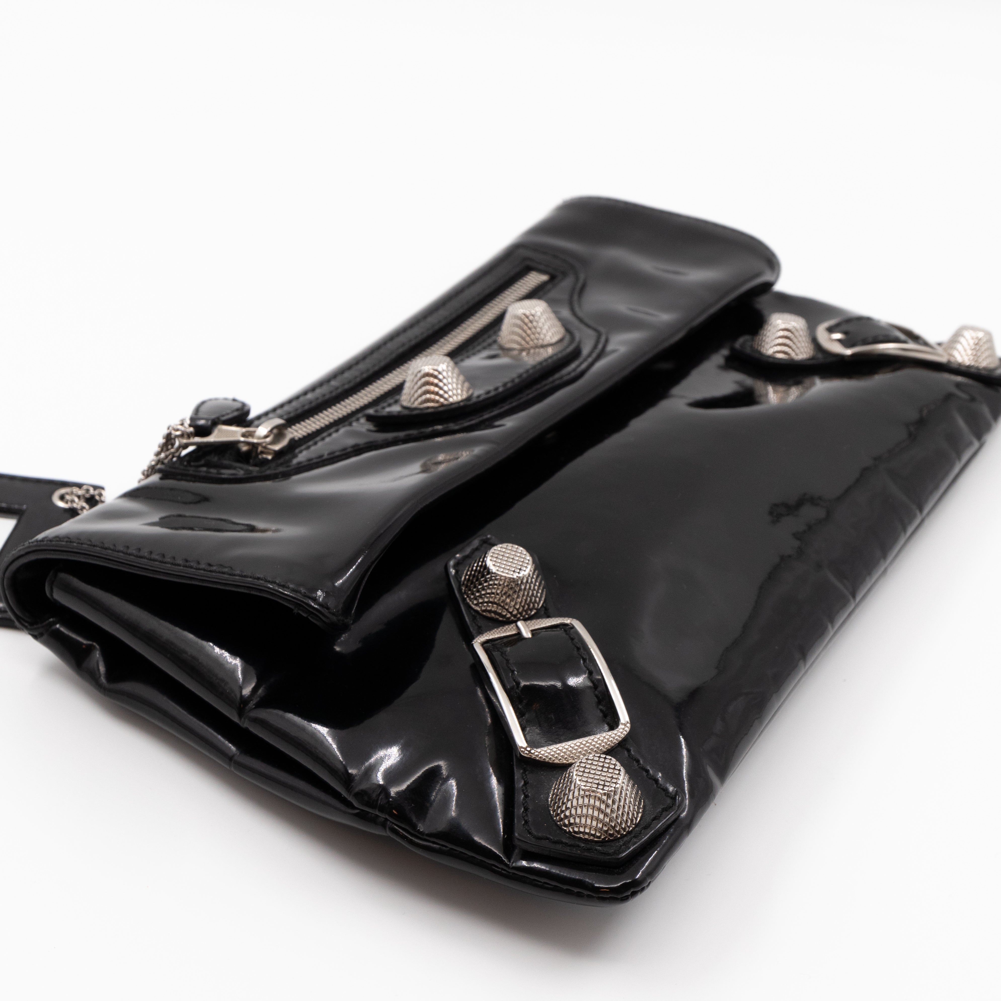 Giant 12 Fold Over Clutch Black Patent Leather