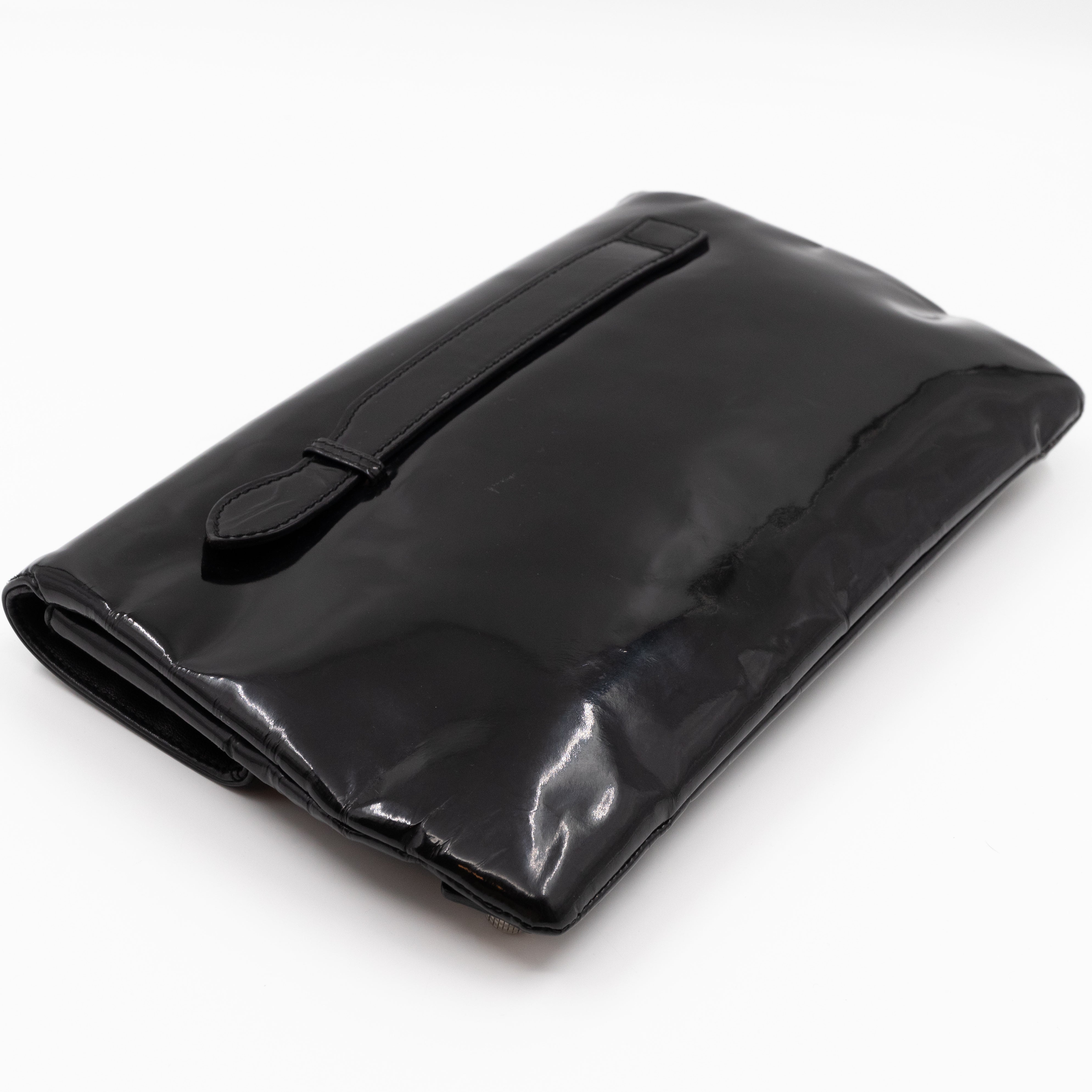 Giant 12 Fold Over Clutch Black Patent Leather