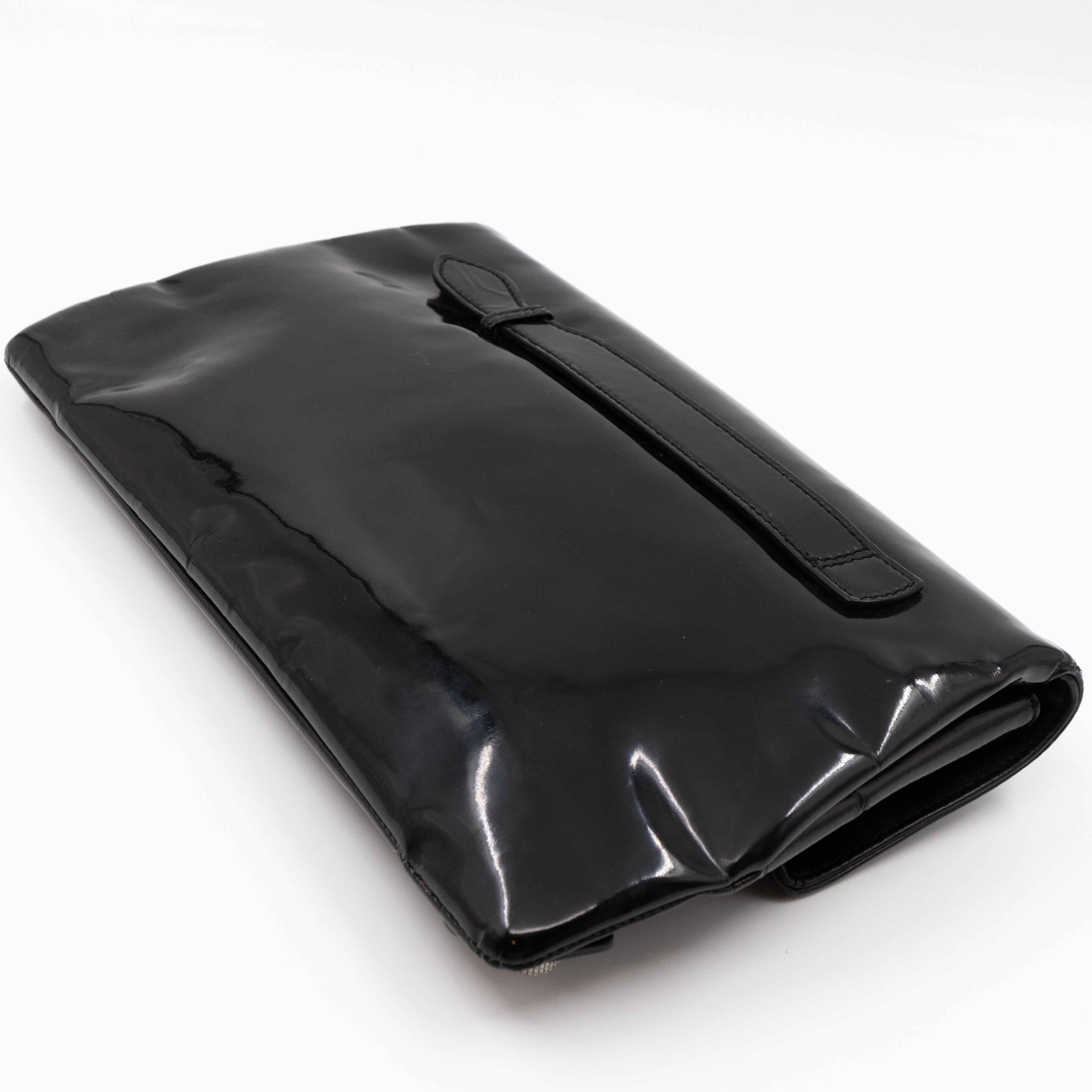 Giant 12 Fold Over Clutch Black Patent Leather