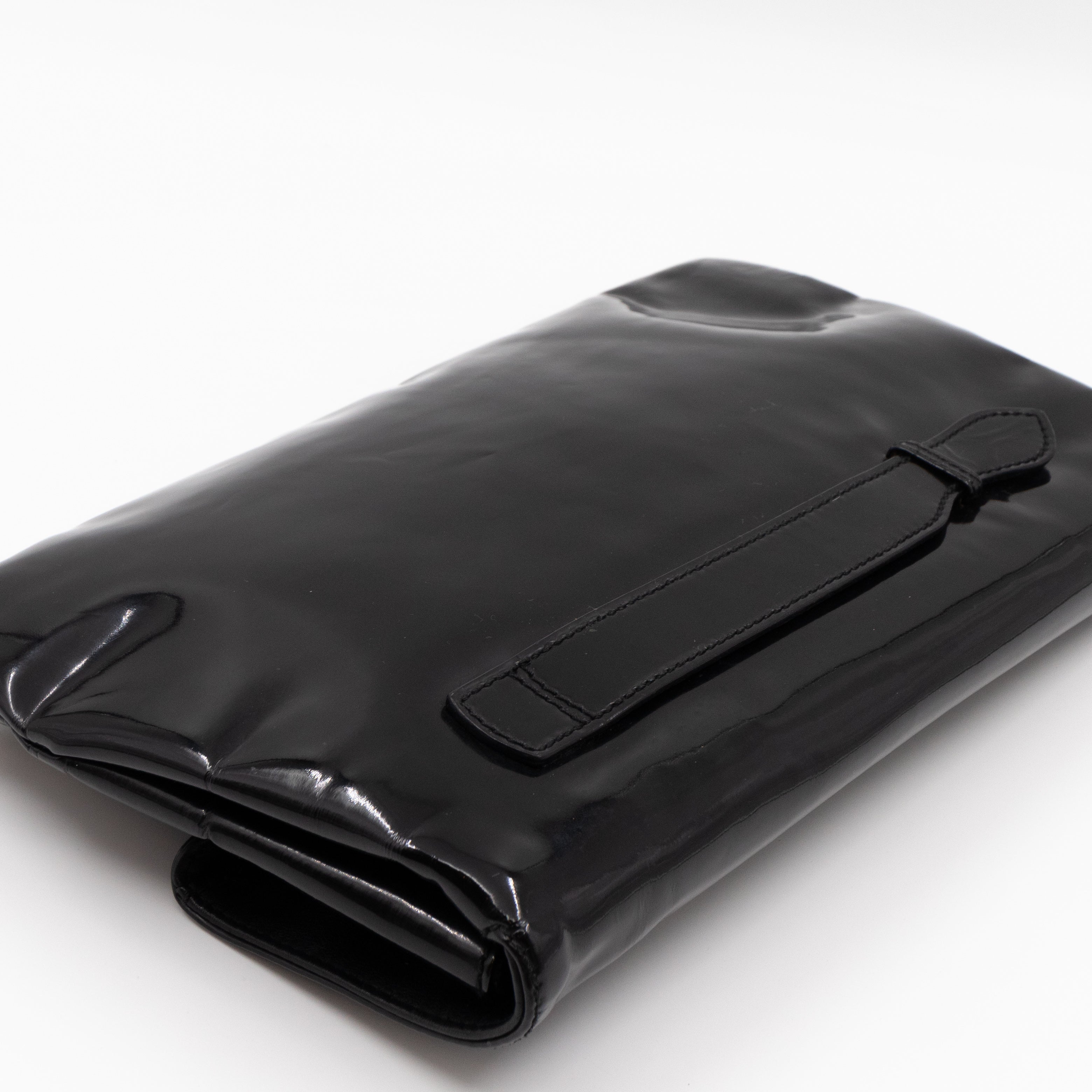 Giant 12 Fold Over Clutch Black Patent Leather