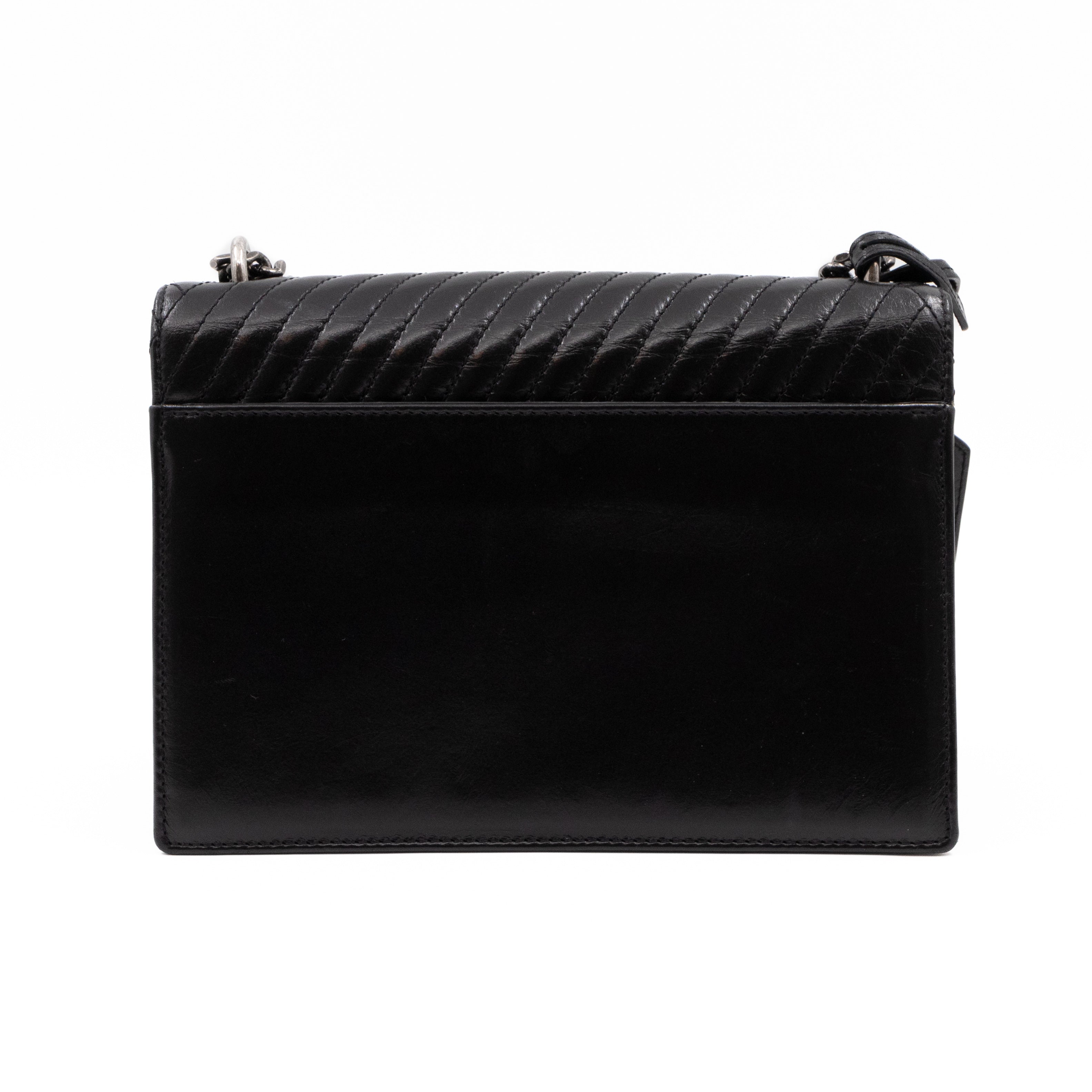 Sunset Medium Chevron Black Leather