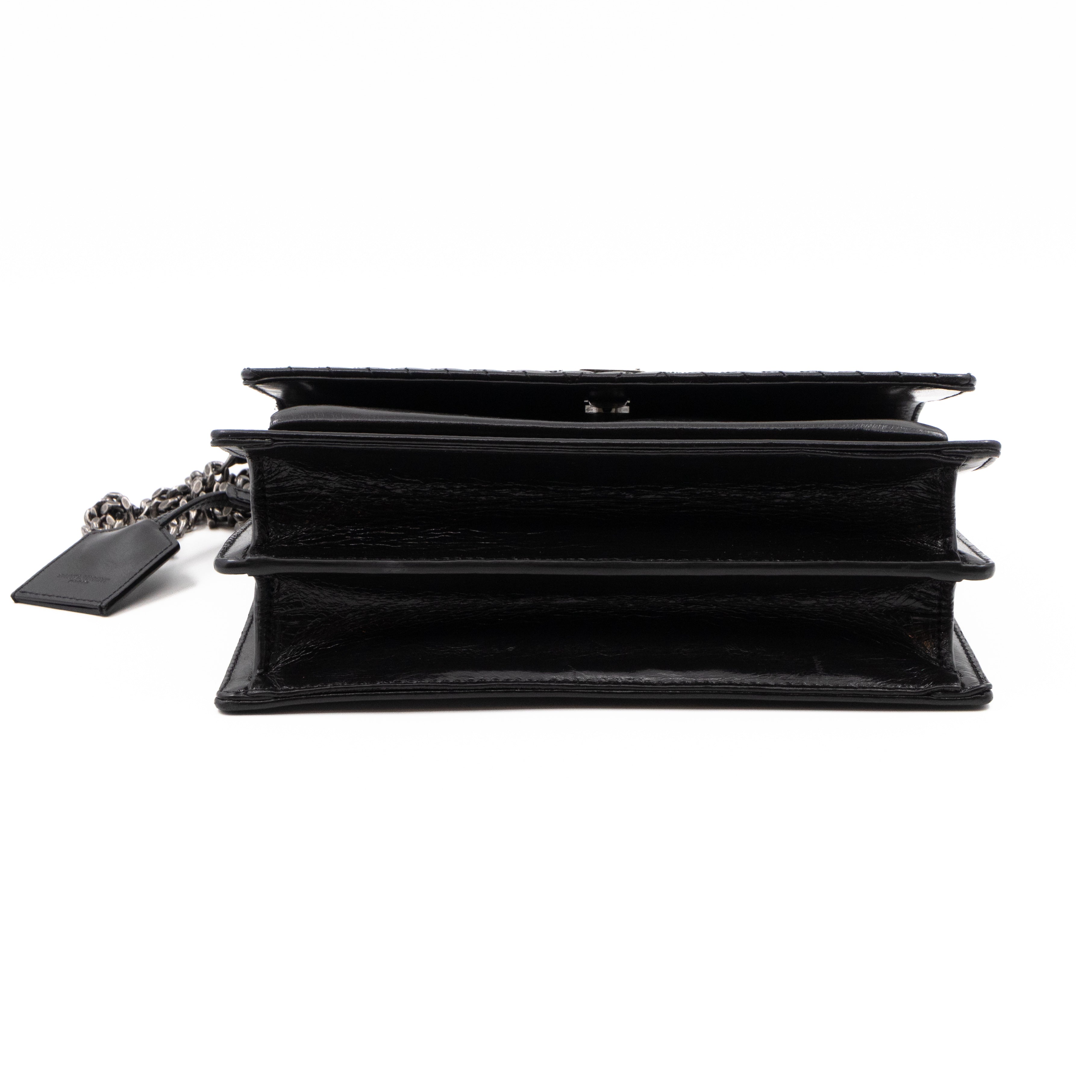 Sunset Medium Chevron Black Leather