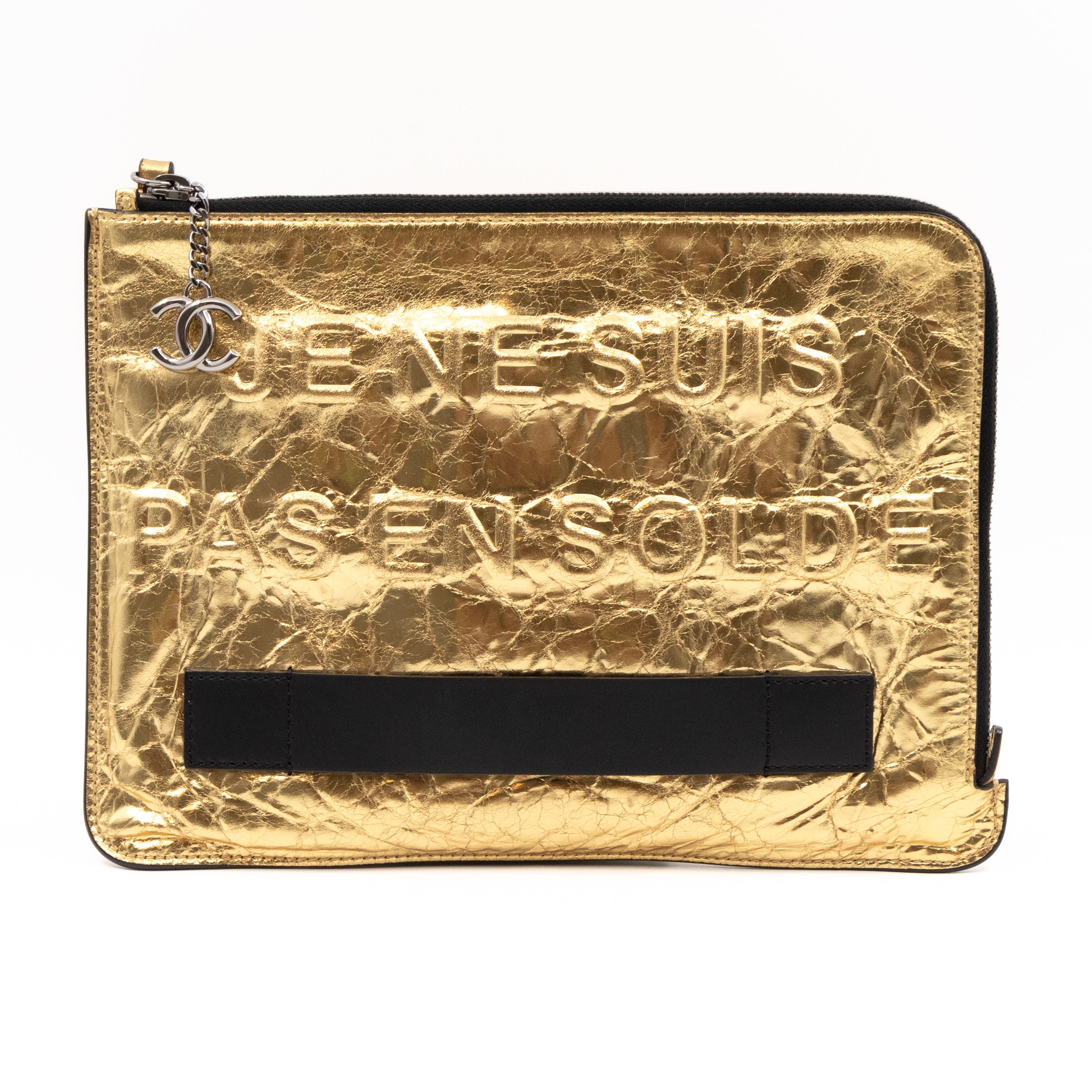 Je Ne Suis Pas En Solde Clutch Gold Metallic Leather