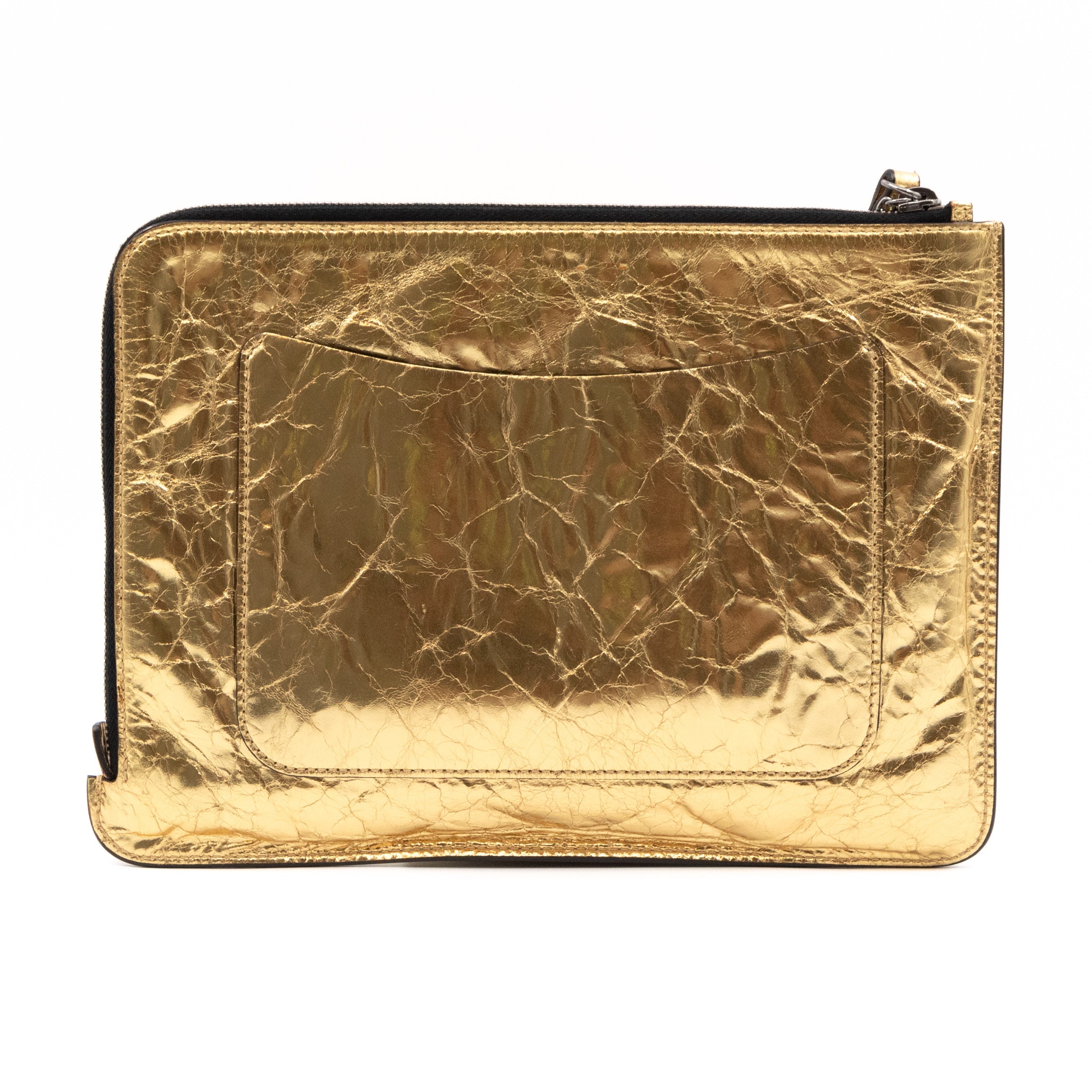 Je Ne Suis Pas En Solde Clutch Gold Metallic Leather