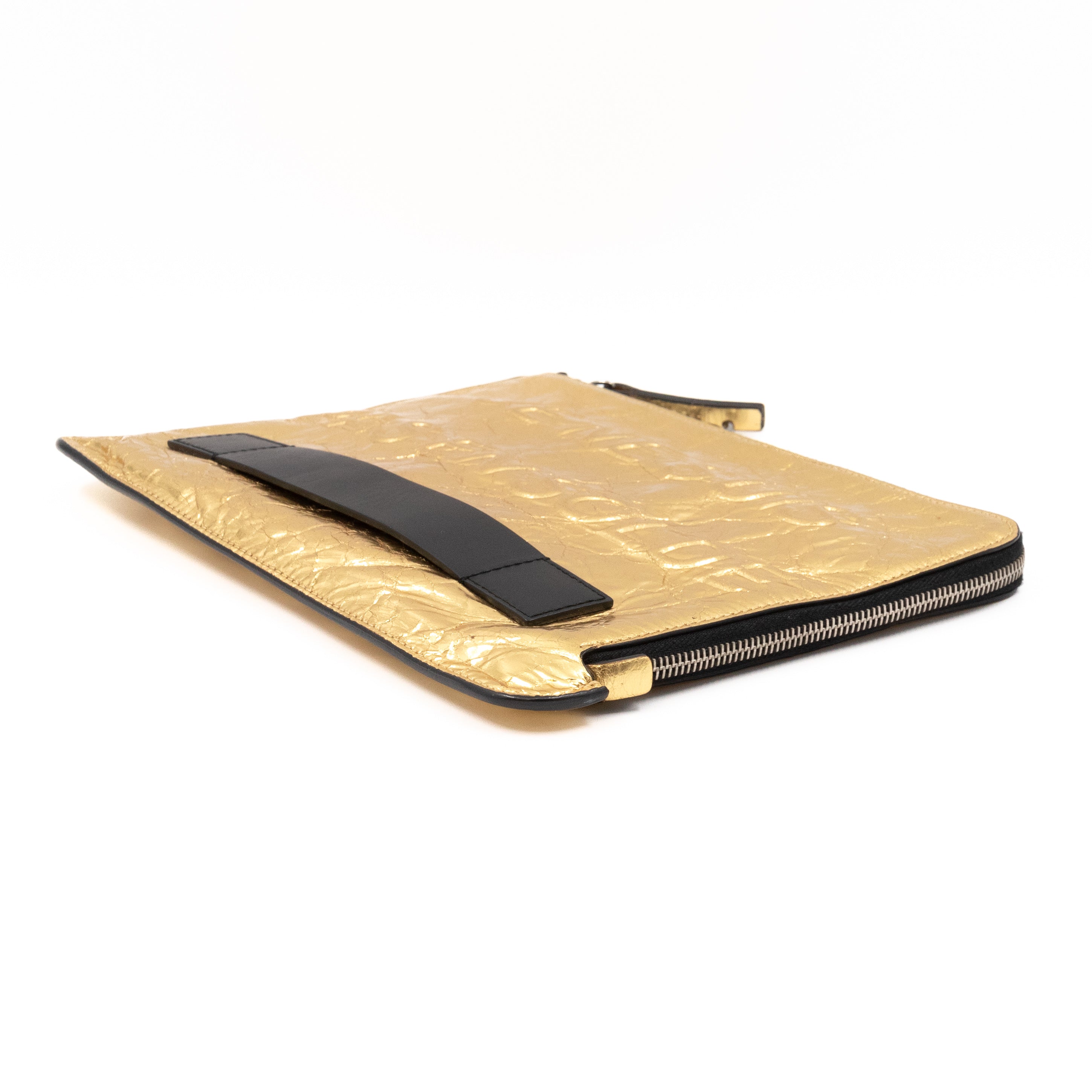 Je Ne Suis Pas En Solde Clutch Gold Metallic Leather