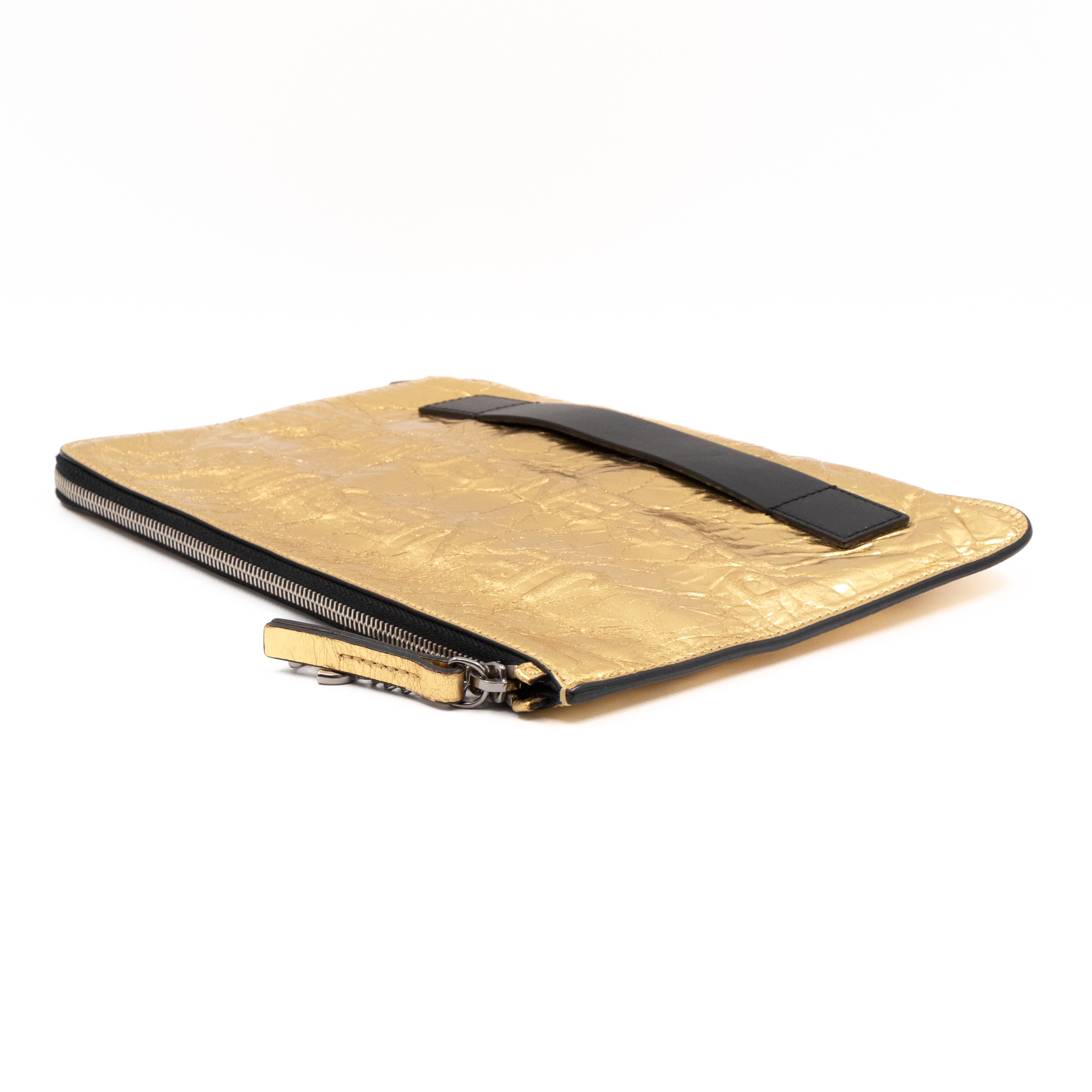 Je Ne Suis Pas En Solde Clutch Gold Metallic Leather