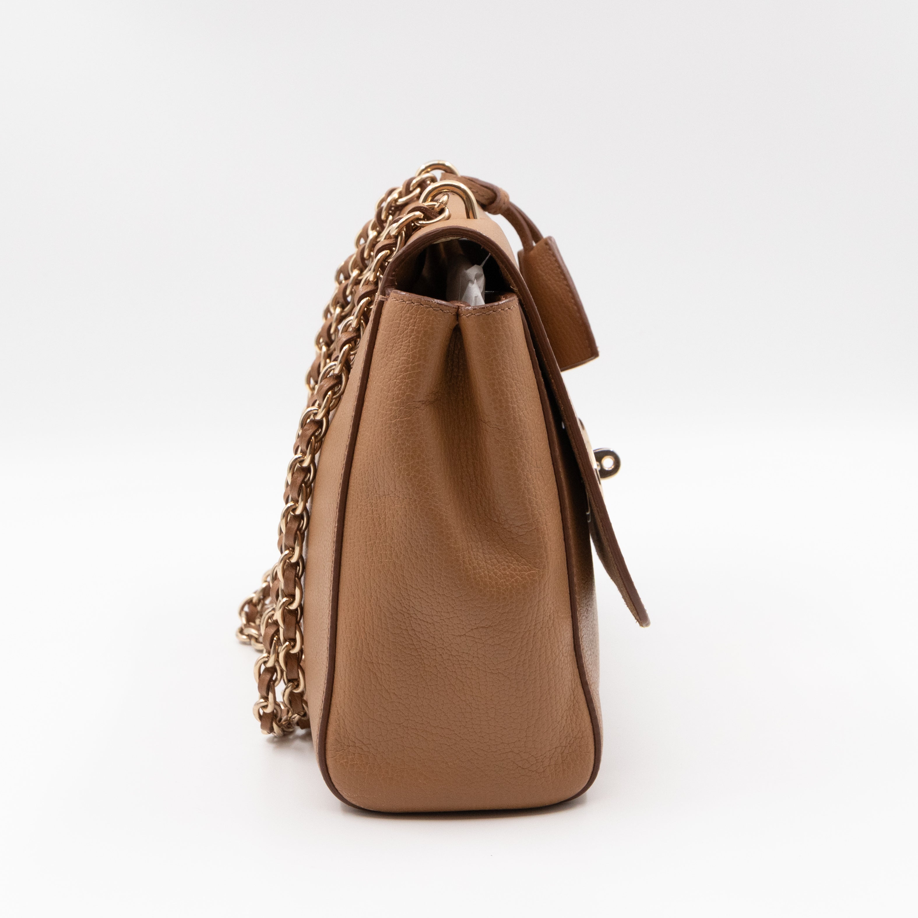 Lily Medium Deer Brown Leather Gold