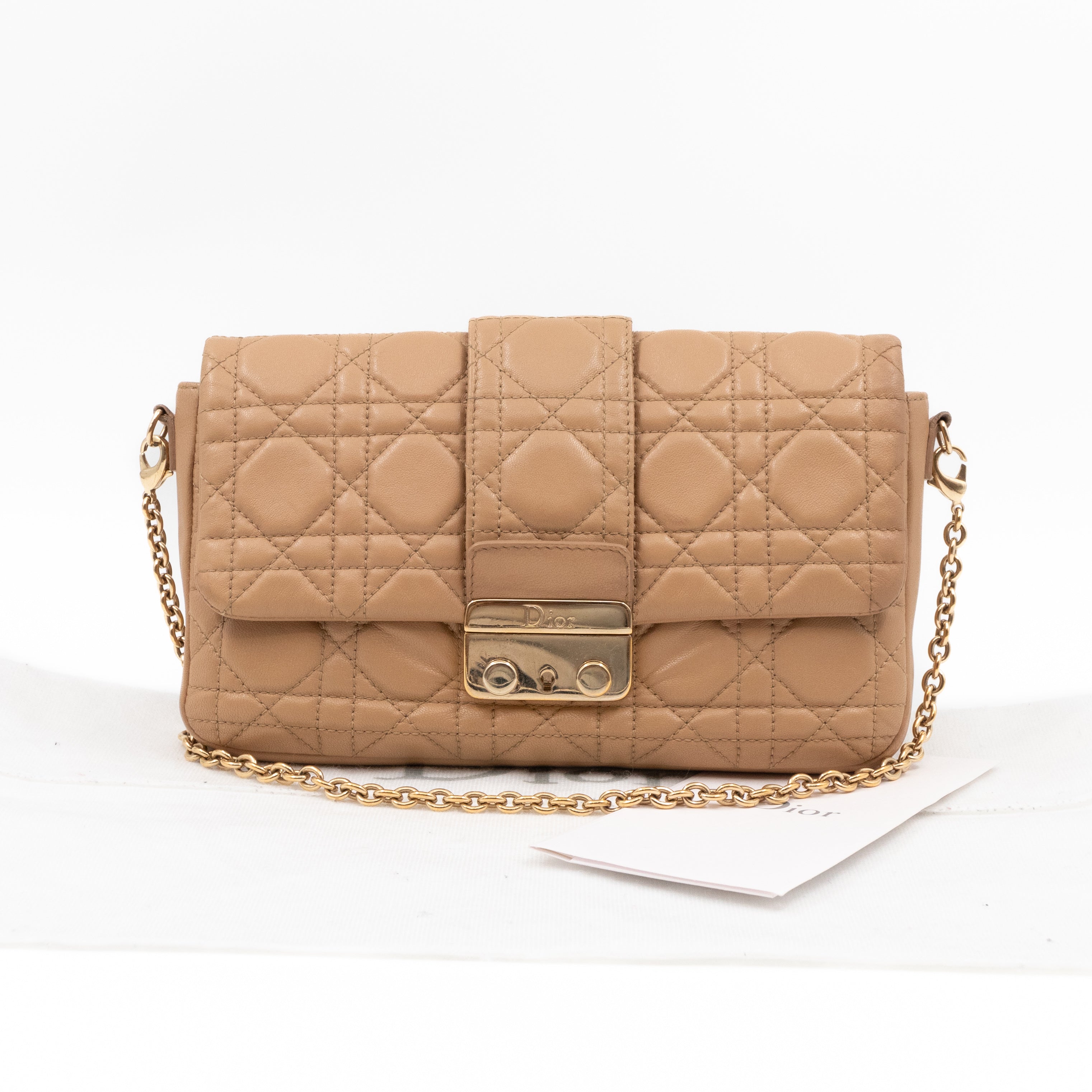 New Lock Pouch Bag Beige Leather