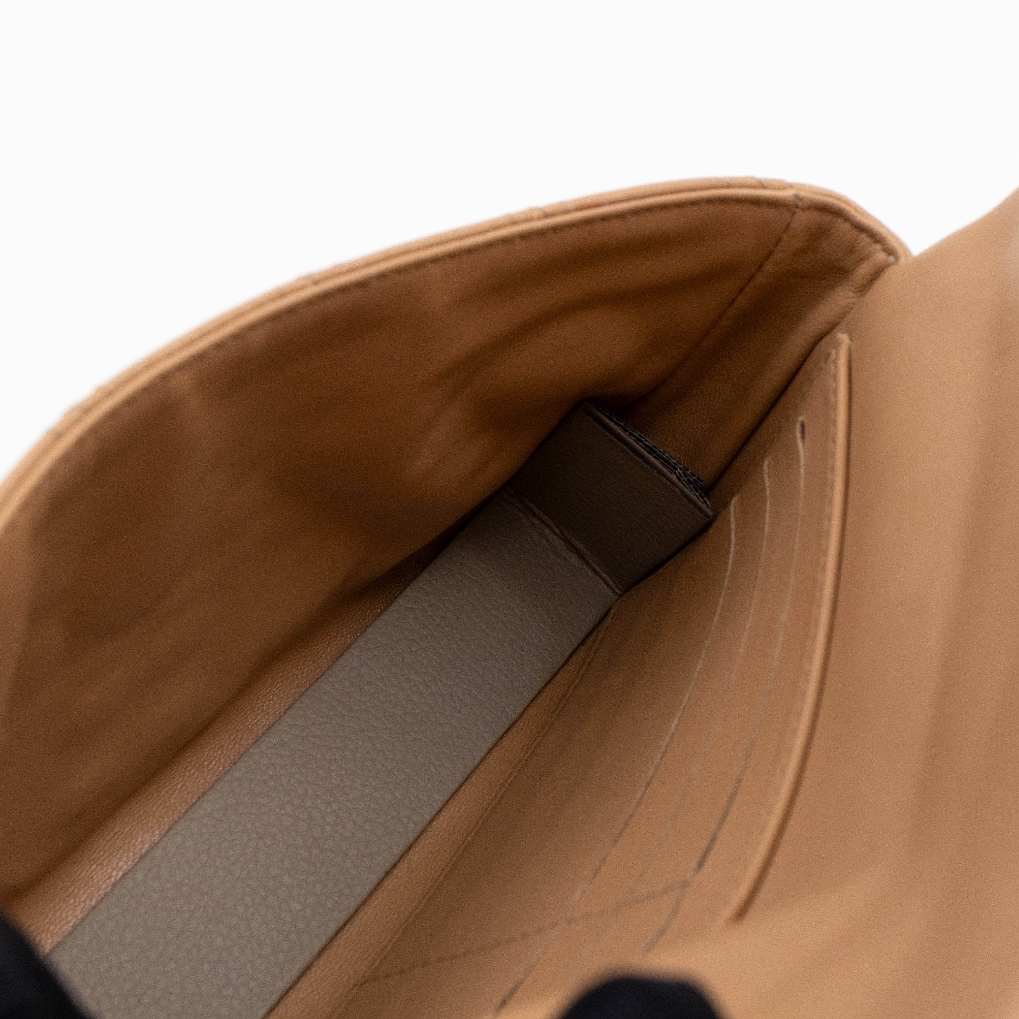 New Lock Pouch Bag Beige Leather