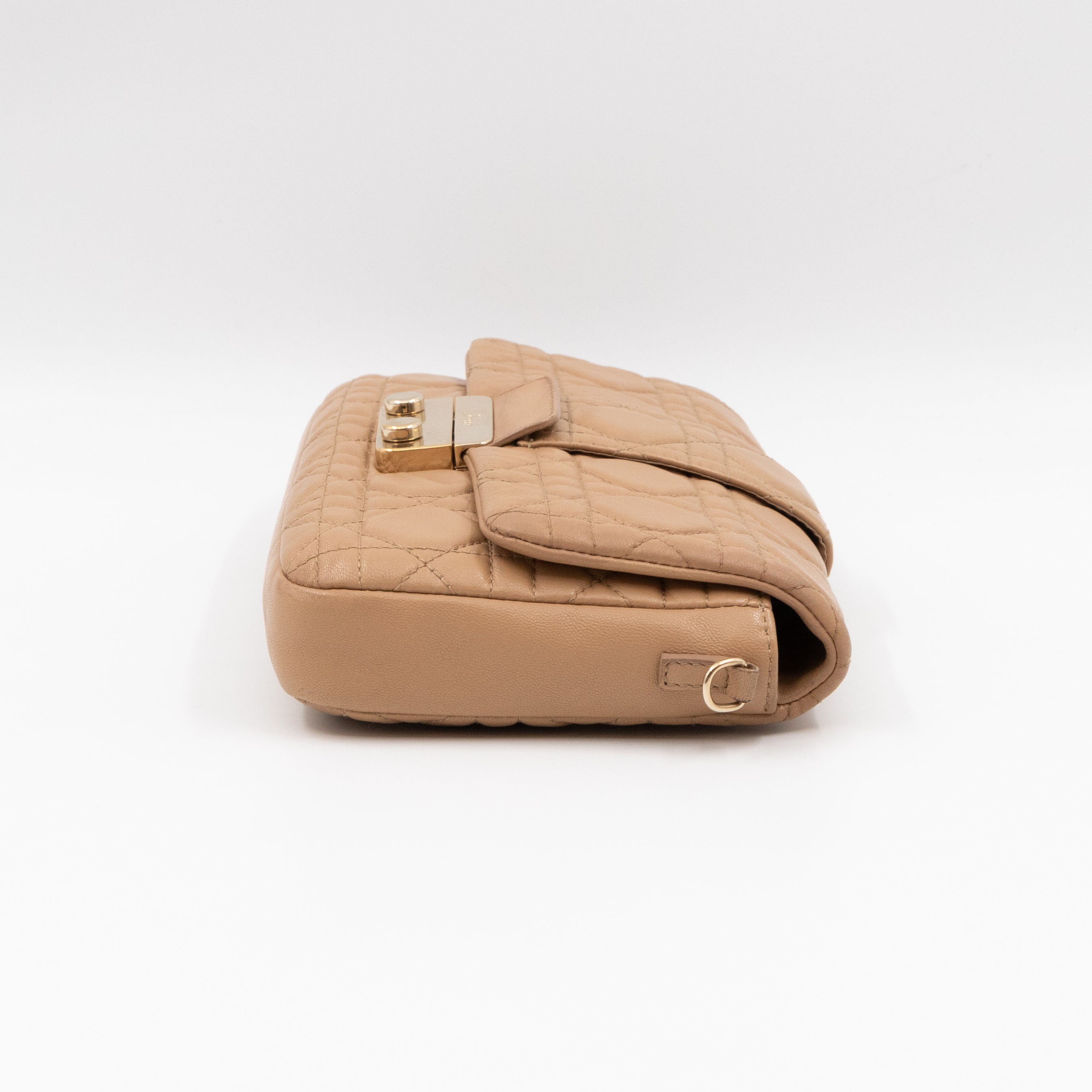 New Lock Pouch Bag Beige Leather