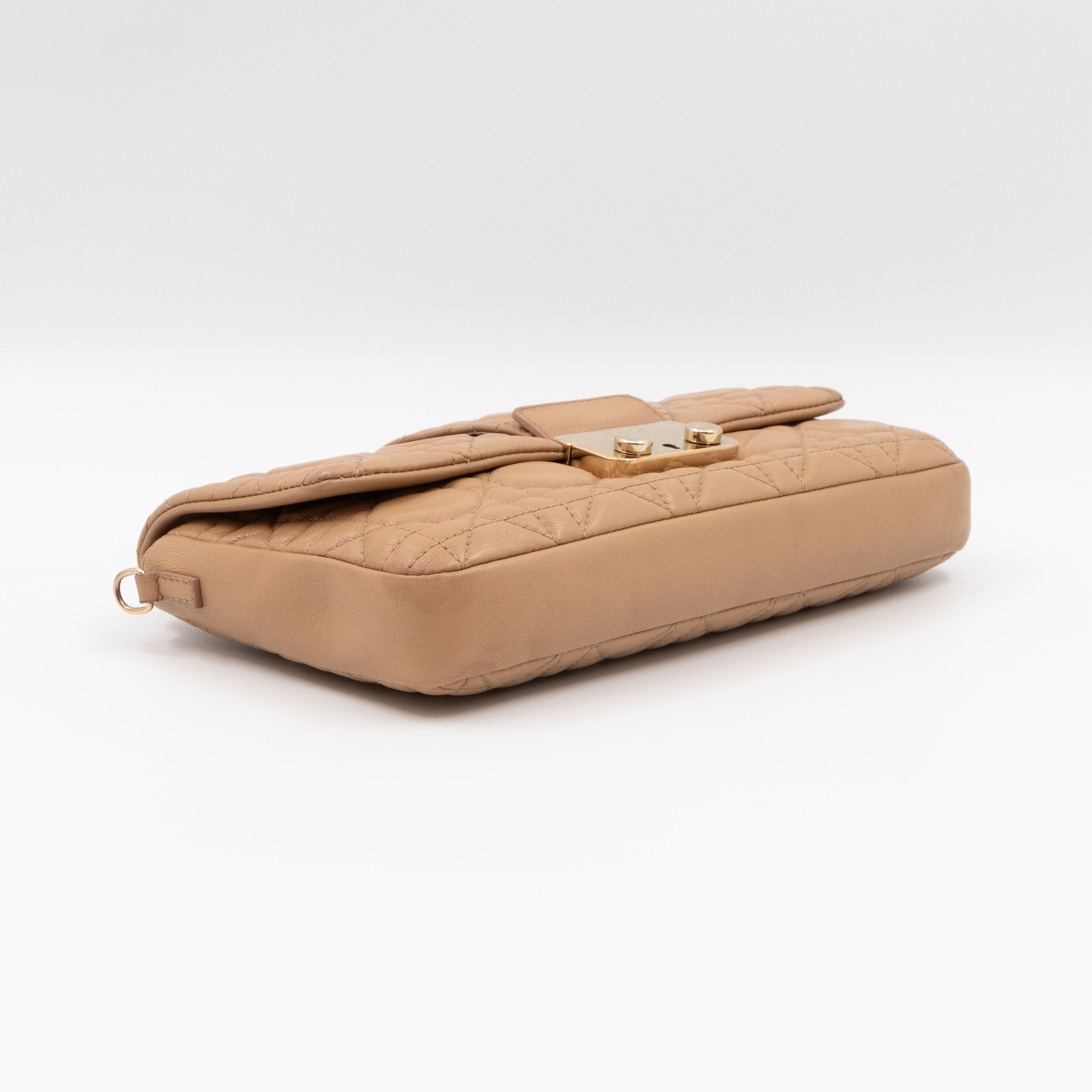 New Lock Pouch Bag Beige Leather