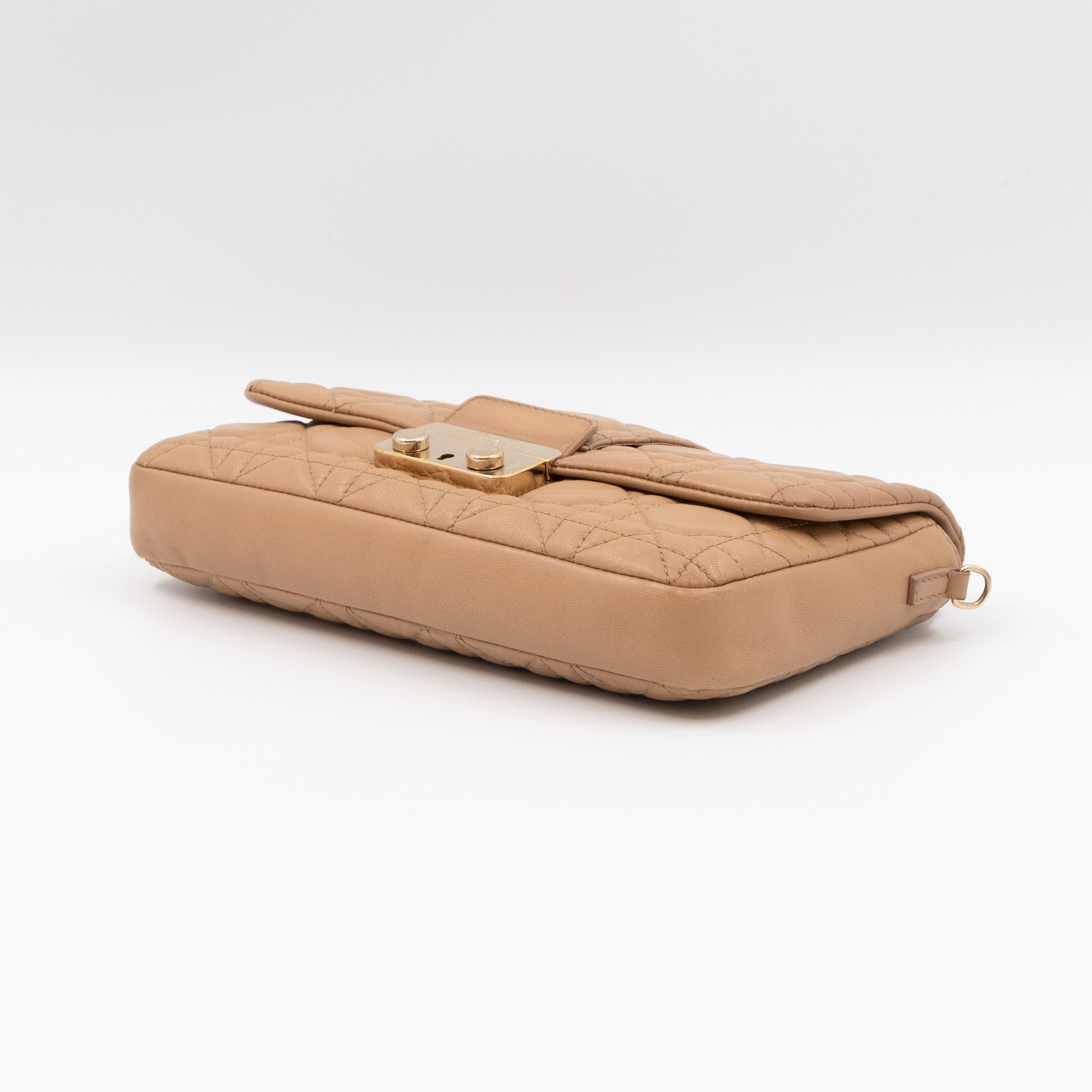 New Lock Pouch Bag Beige Leather