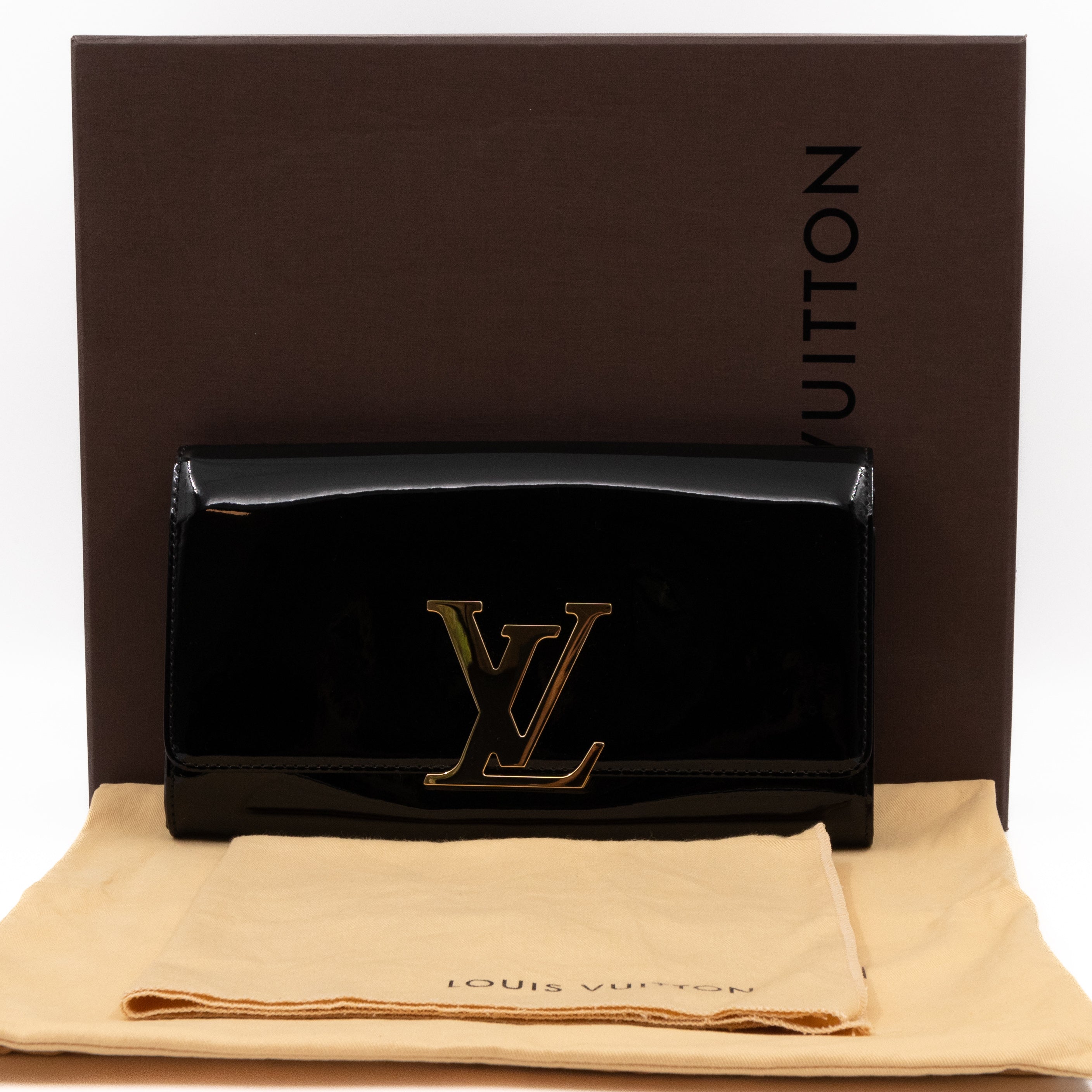 Louis Vuitton Louise Clutch Black Patent Leather - Luxury Helsinki