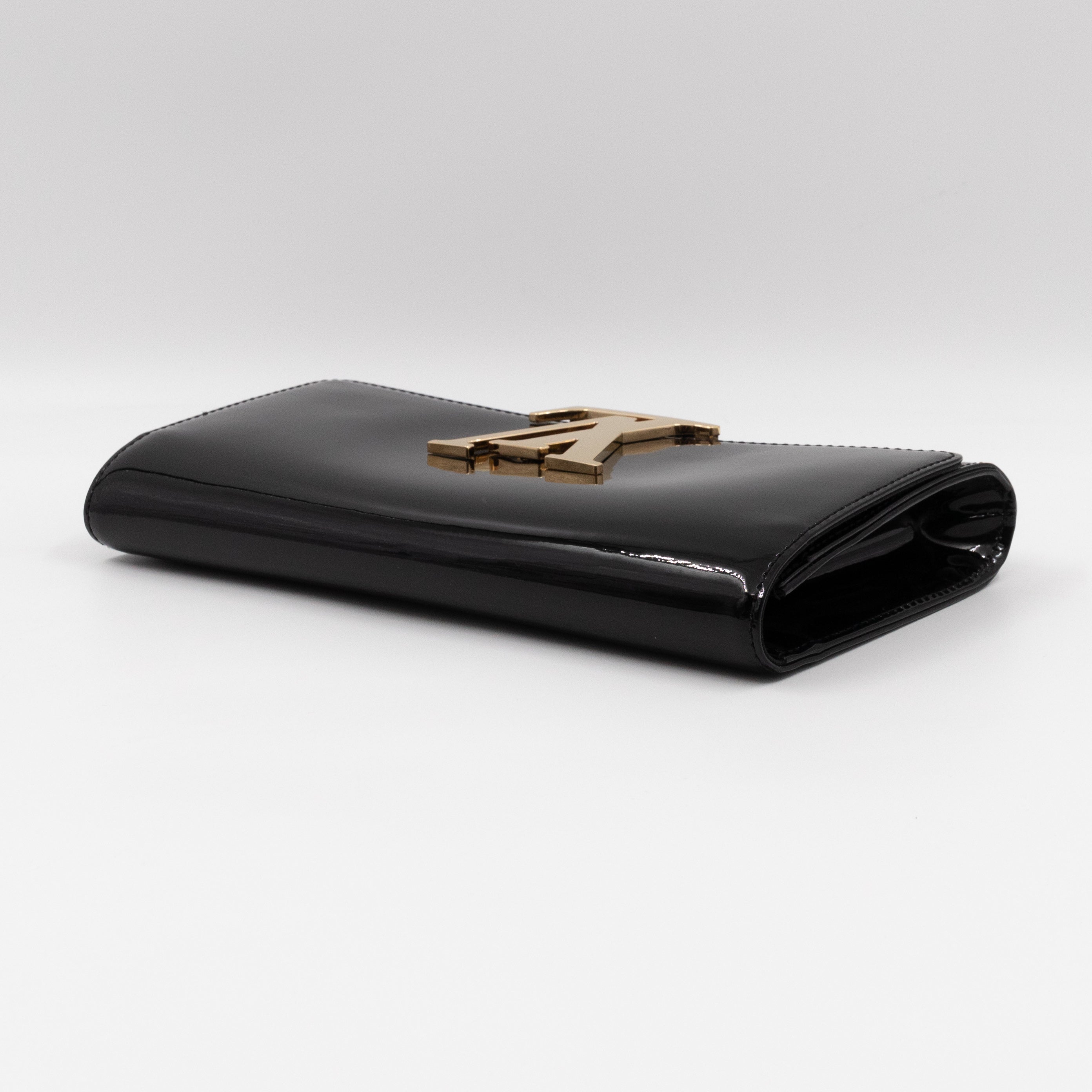 Louise Clutch Black Vernis Gold